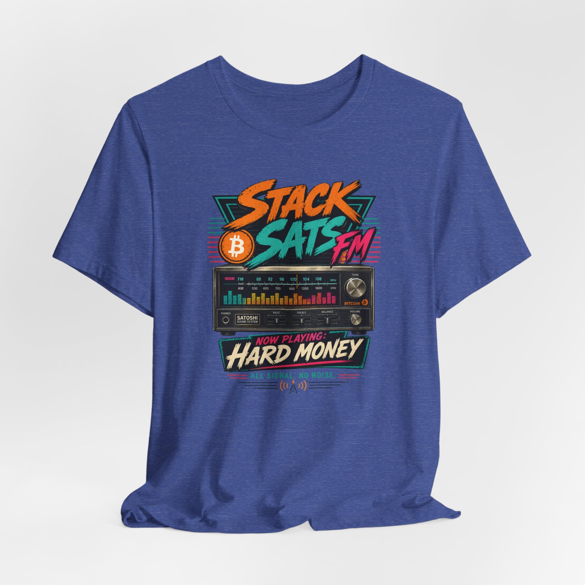 Stack Sats FM Radio cassette graphic T-shirt | Bitcoin hard money 80s retro Tee | Bella Canvas 3001