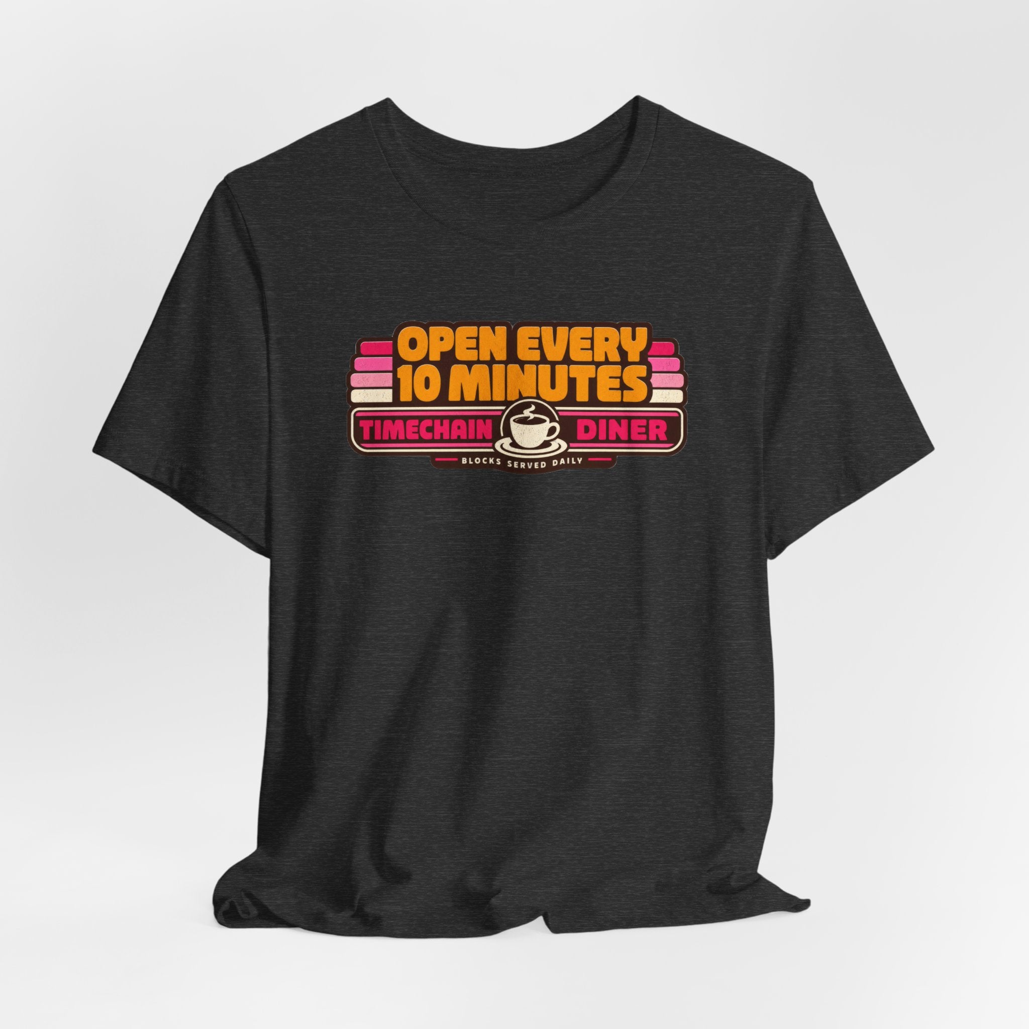 Incognito Open Every 10 Minutes Timechain Diner Tee | Retro Coffee T-Shirt | Bella Canvas 3001