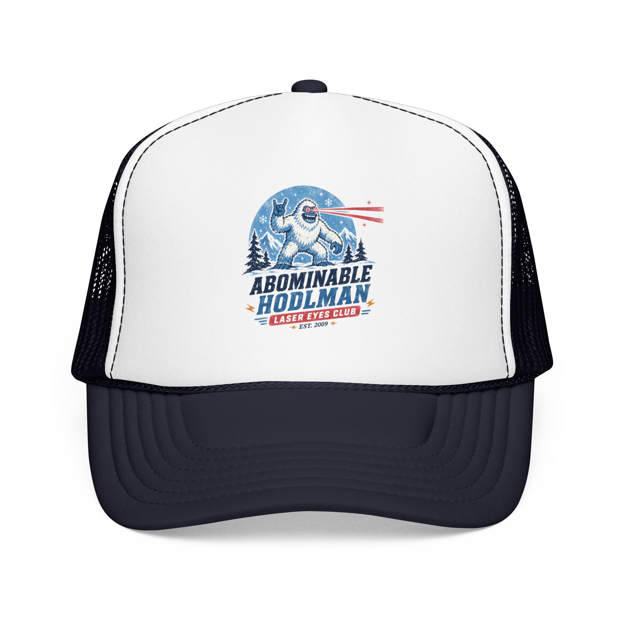 Abominable HODLman Laser Eyes Club Foam Trucker Hat