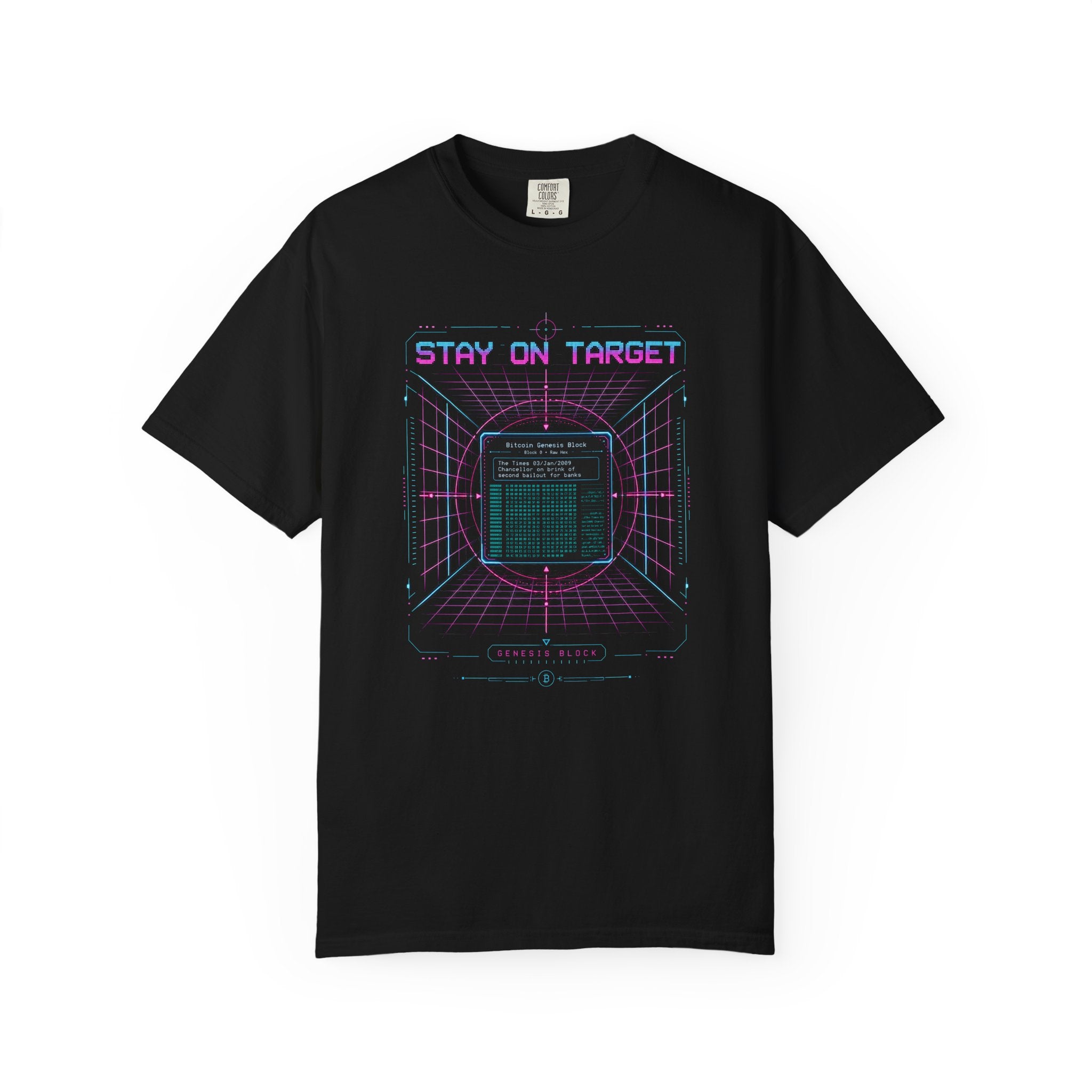 Bitcoin Genesis Block Heavyweight Tee | Retro 80s Cypherpunk T-shirt | Stay on Target | Comfort Colors 1717