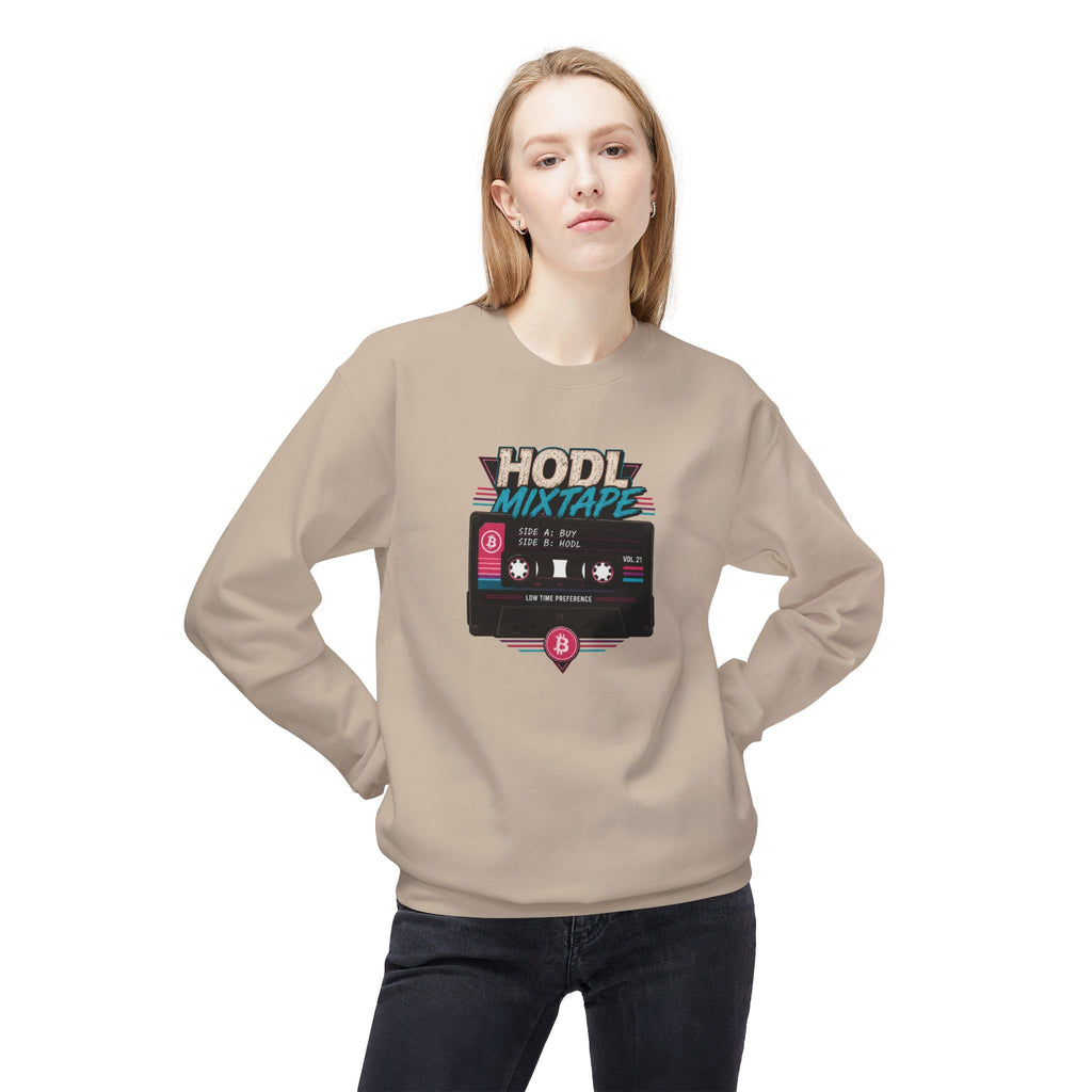 HODL Mixtape cassette design Sweatshirt | Bitcoin retro 80s style | Gildan SF000