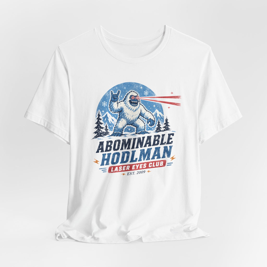 Abominable Hodlman Laser Eyes Club Bitcoin Tee | Yeti Holiday Shirt | Bella Canvas 3001