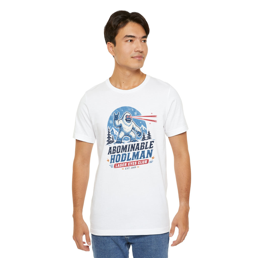 Abominable Hodlman Laser Eyes Club Bitcoin Tee | Yeti Holiday Shirt | Bella Canvas 3001