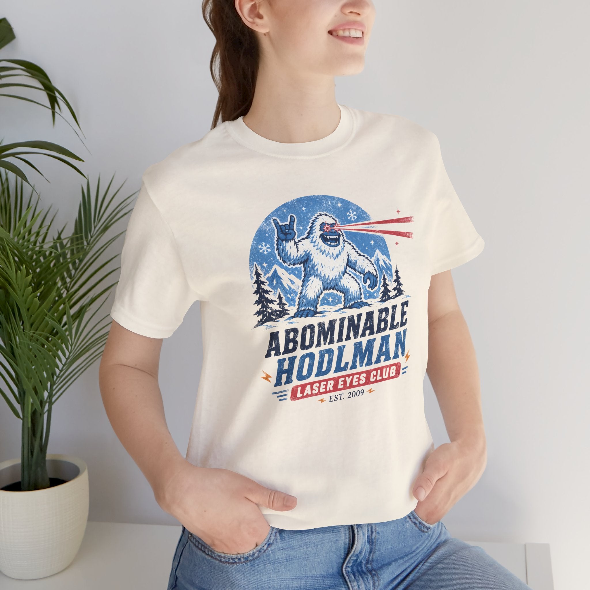 Abominable Hodlman Laser Eyes Club Bitcoin Tee | Yeti Holiday Shirt | Bella Canvas 3001