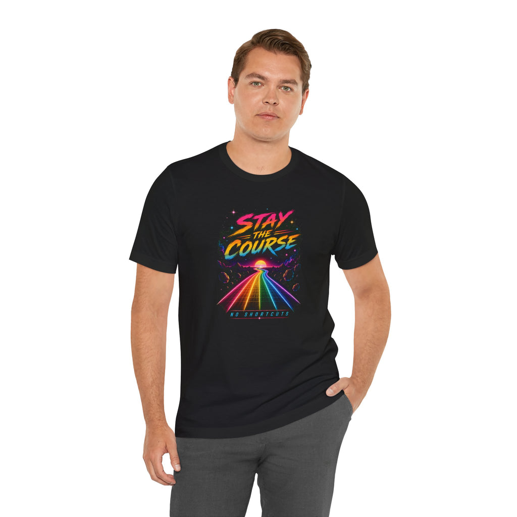 Incognito Stay the Course Retro Rainbow Road Neon T-Shirt | Bella Canvas 3001