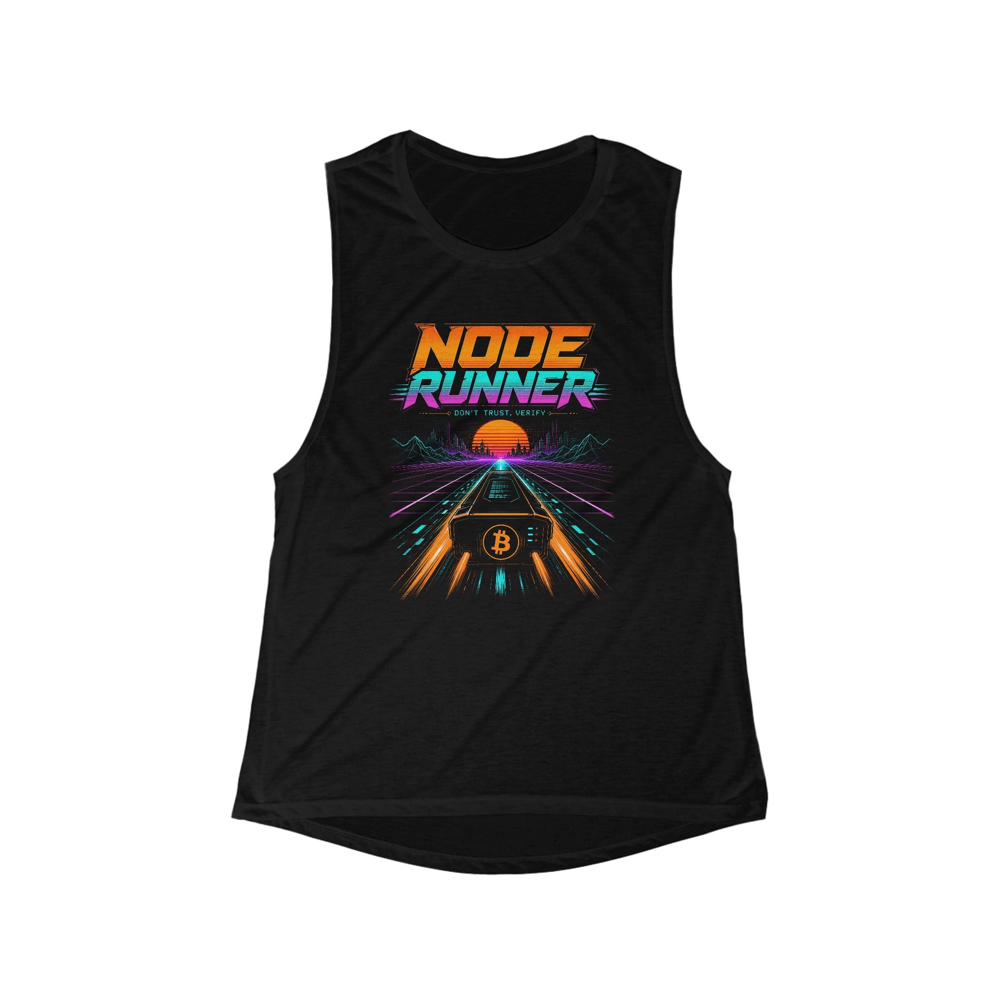 Node Runner retro cyber highway Bitcoin tank