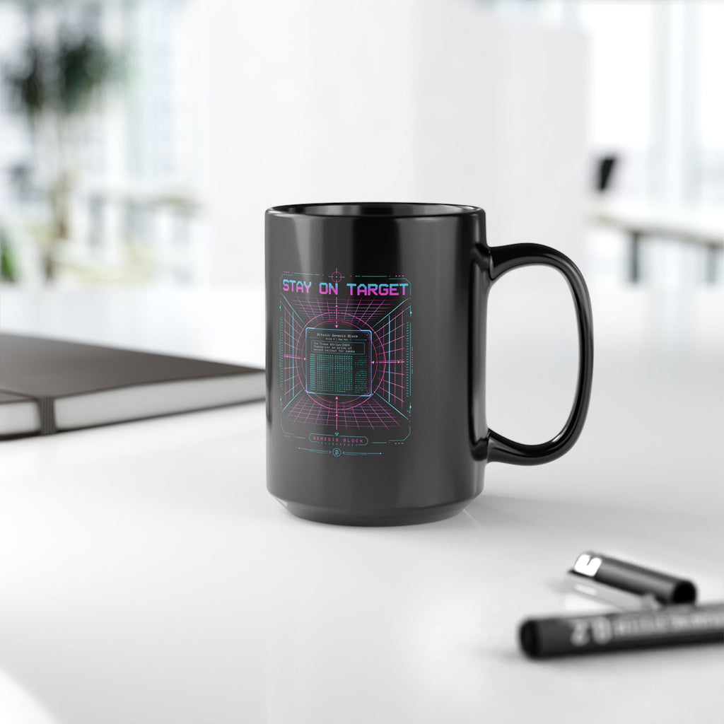 Stay On Target Retro Bitcoin Genesis Block Mug 11oz and 15oz