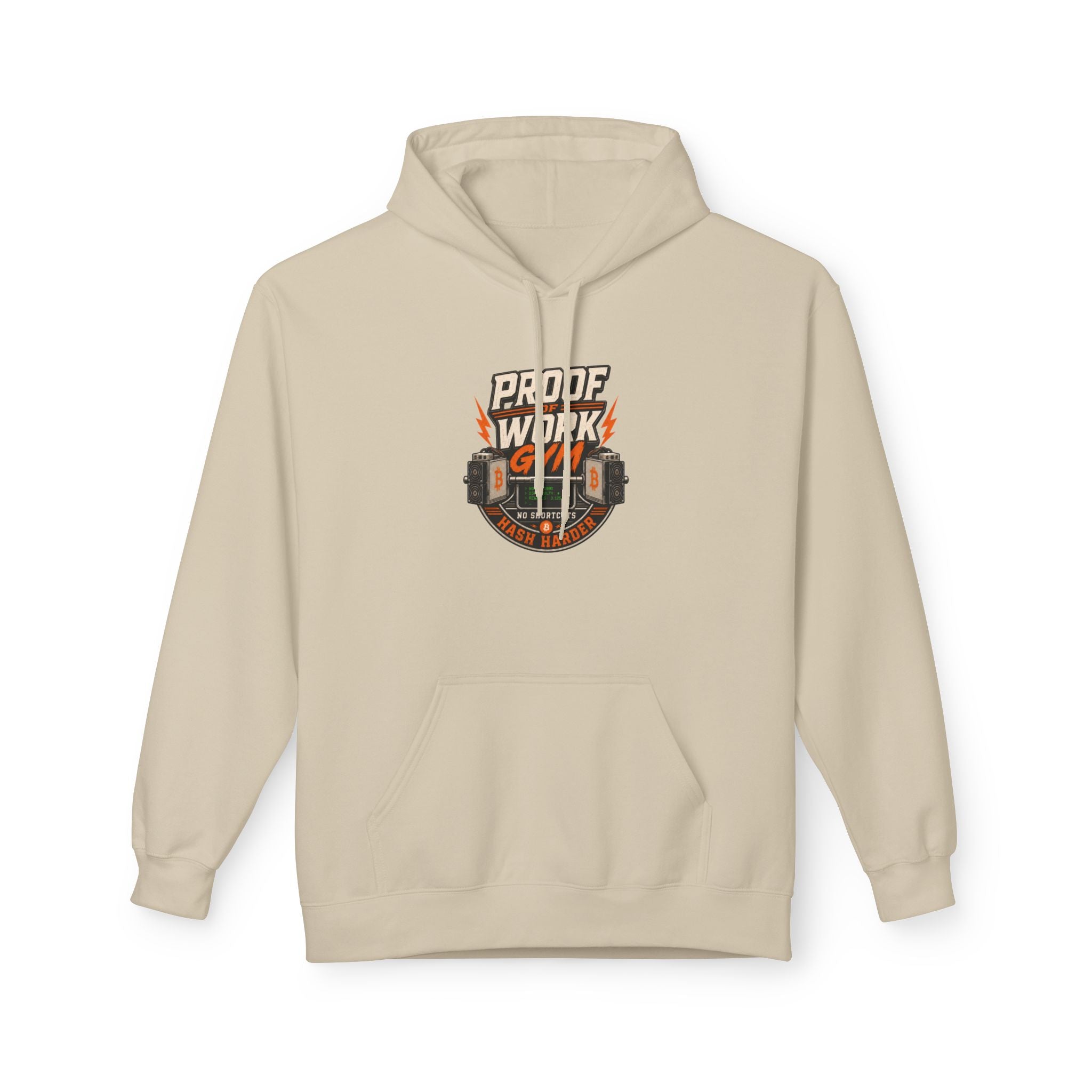 Proof of Work Bitcoin Mining Gym Hoodie | Weightlifting barbell vintage emblem, Train Hard, Hash Harder Pullover
