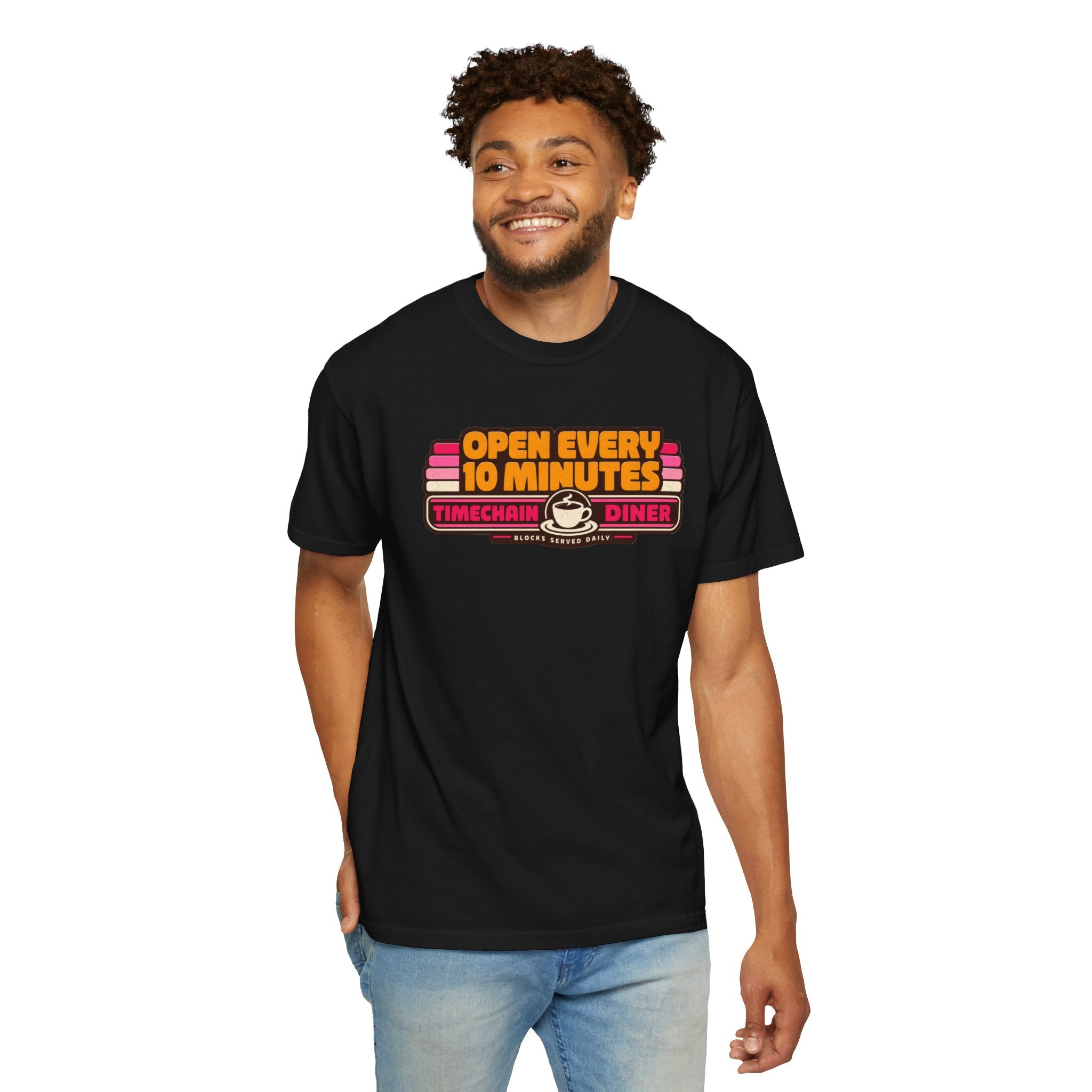 Incognito Heavyweight Open Every 10 Minutes Timechain Diner Tee | Retro Coffee T-Shirt | Comfort Colors 1717