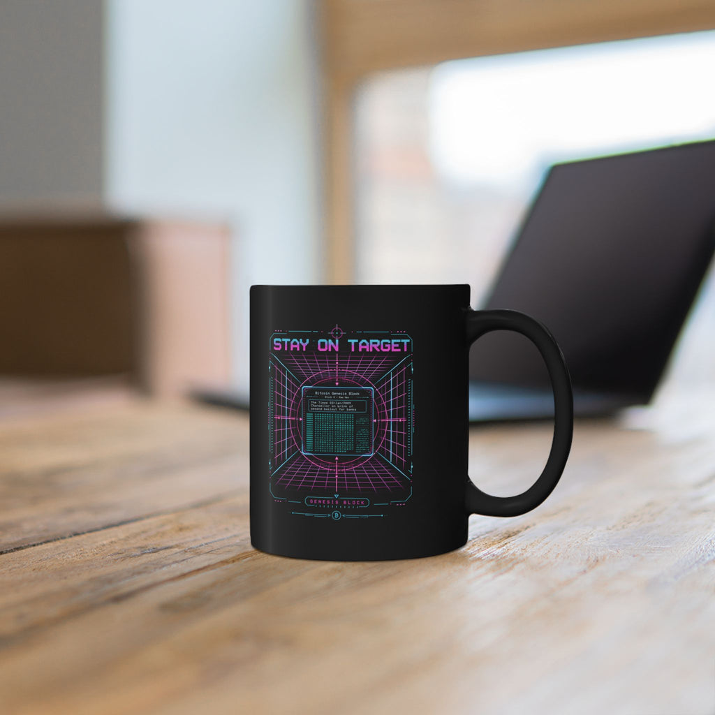 Stay On Target Retro Bitcoin Genesis Block Mug 11oz and 15oz