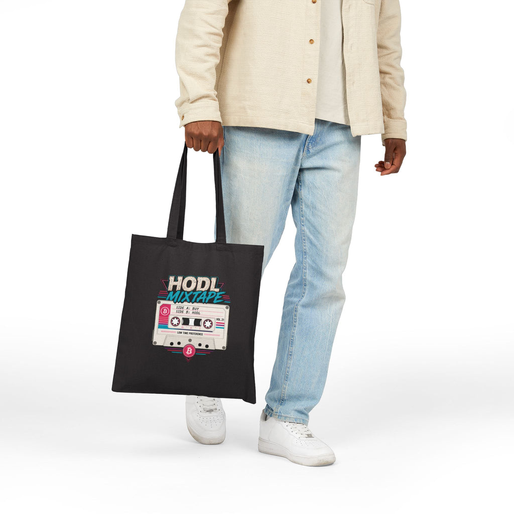 HODL Mixtape cassette tote bag | Cotton canvas tote, Bitcoin retro 80s style