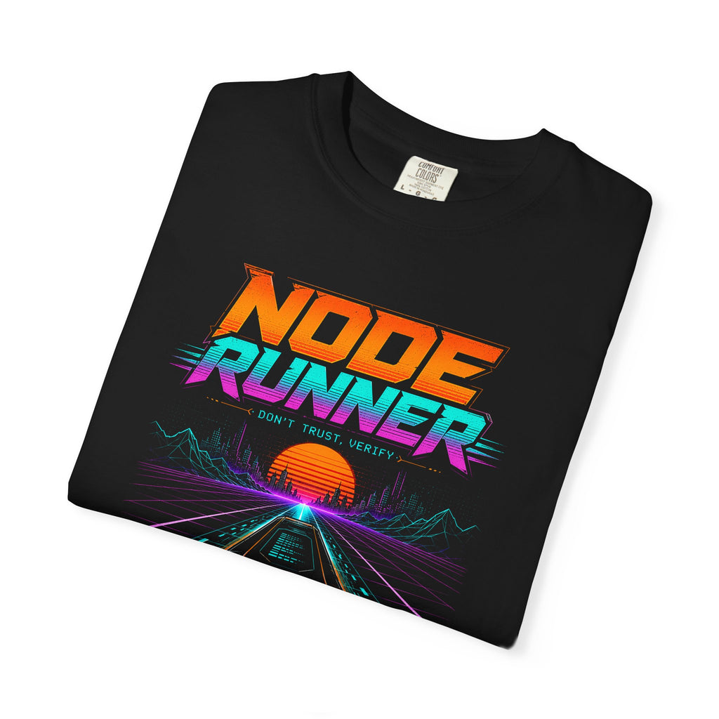 Node Runner Heavyweight Bitcoin T-Shirt | 80s  Retro Synthwave Aesthetic | Comfort Colors 1717