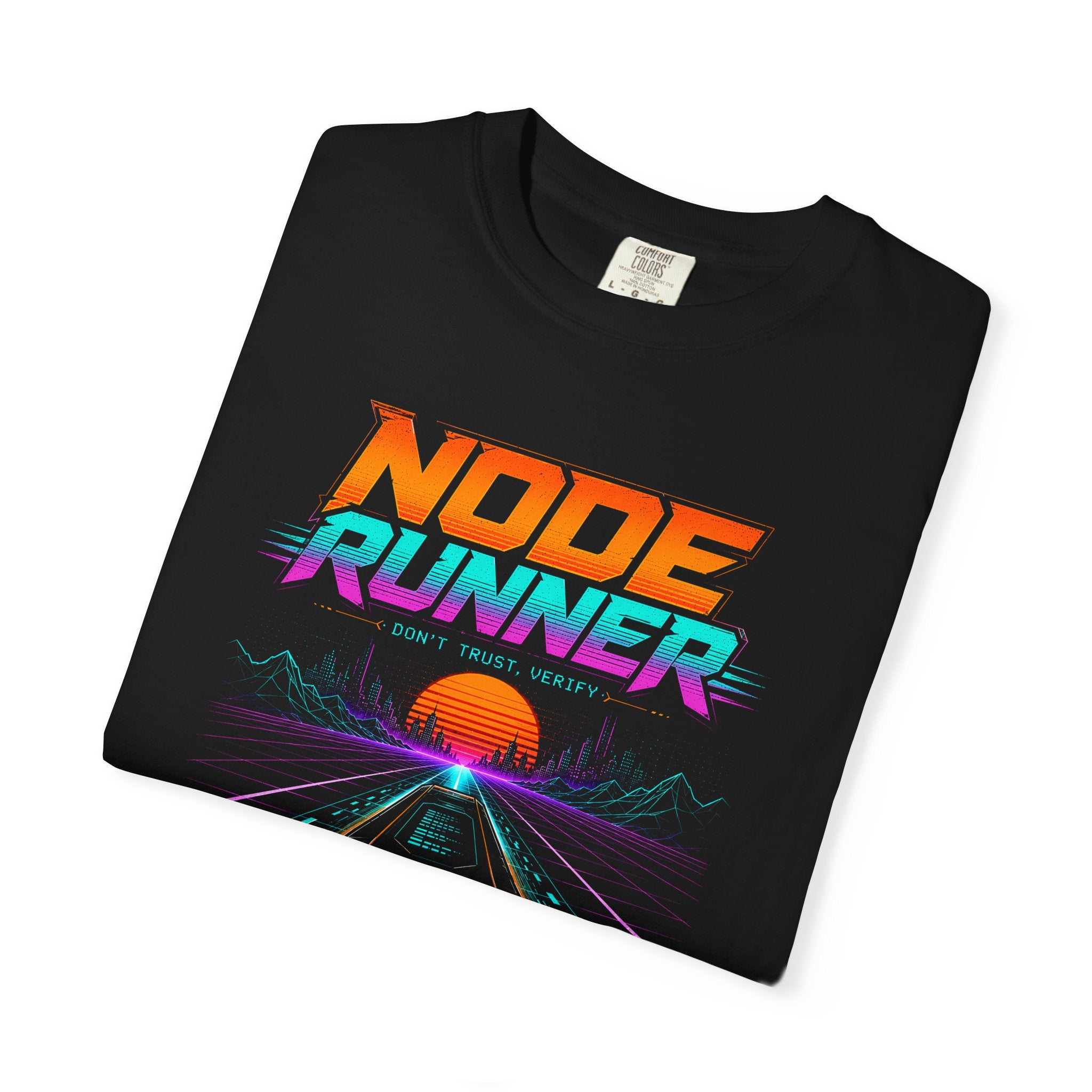 Node Runner Heavyweight Bitcoin T-Shirt | 80s  Retro Synthwave Aesthetic | Comfort Colors 1717