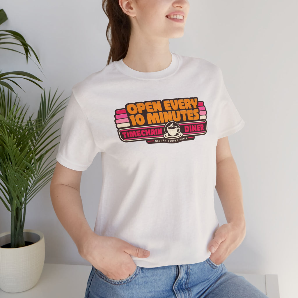 Incognito Open Every 10 Minutes Timechain Diner Tee | Retro Coffee T-Shirt | Bella Canvas 3001