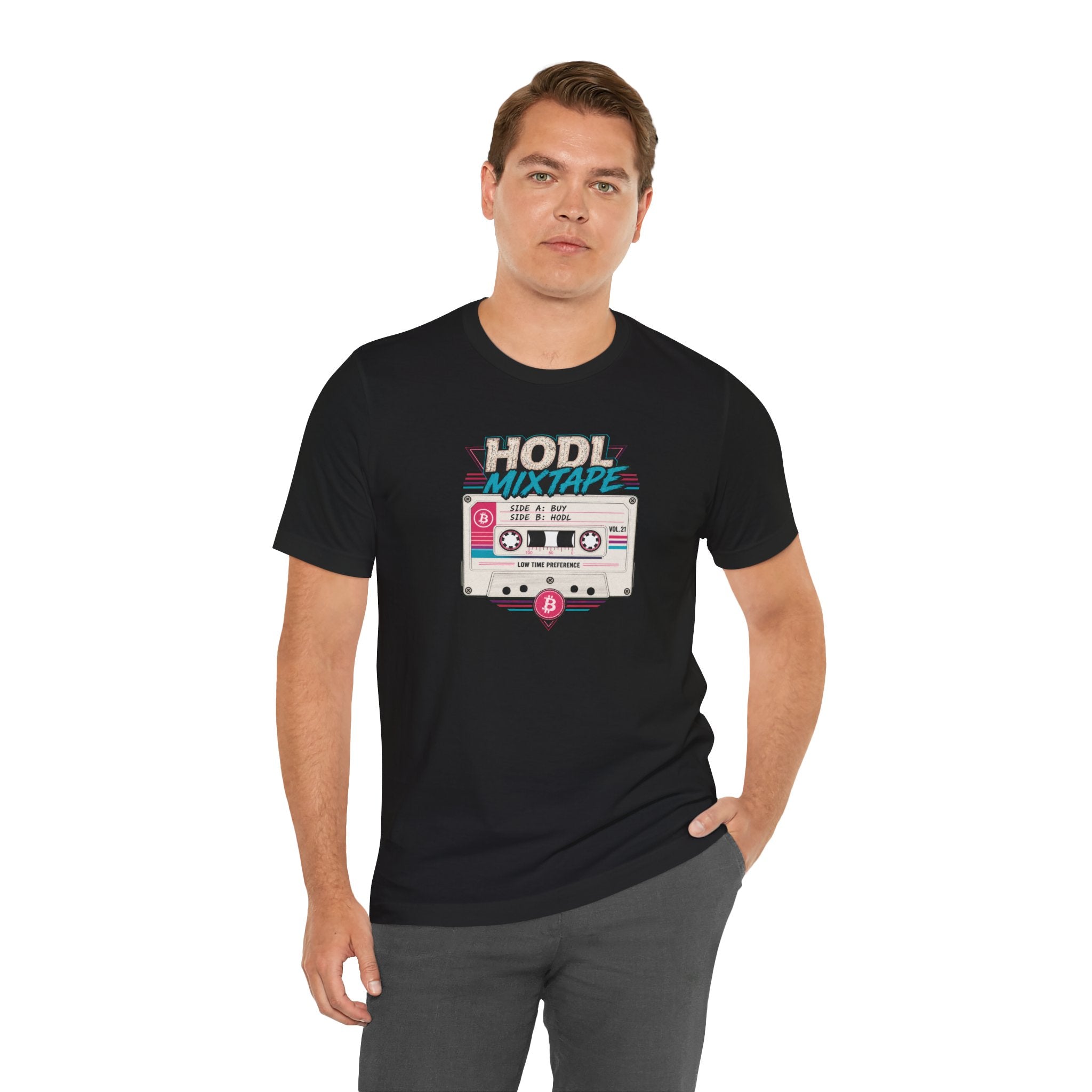 HODL Mixtape Cassette T-Shirt | Bitcoin Low Time Preference retro design Tee | Bella Canvas 3001