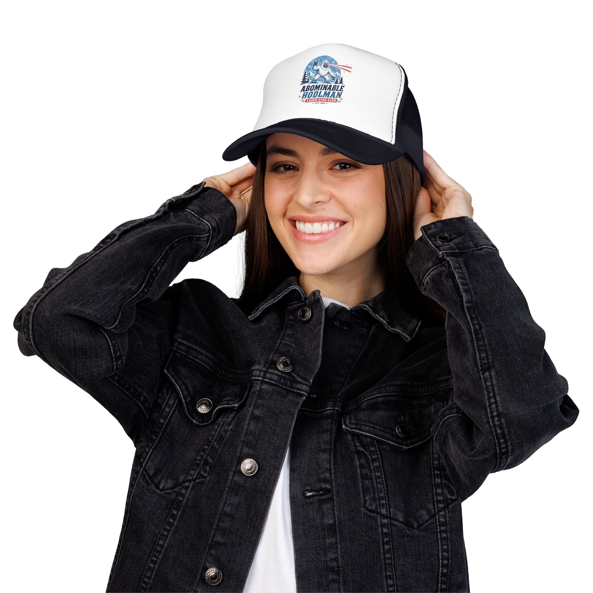 Abominable HODLman Laser Eyes Club Foam Trucker Hat