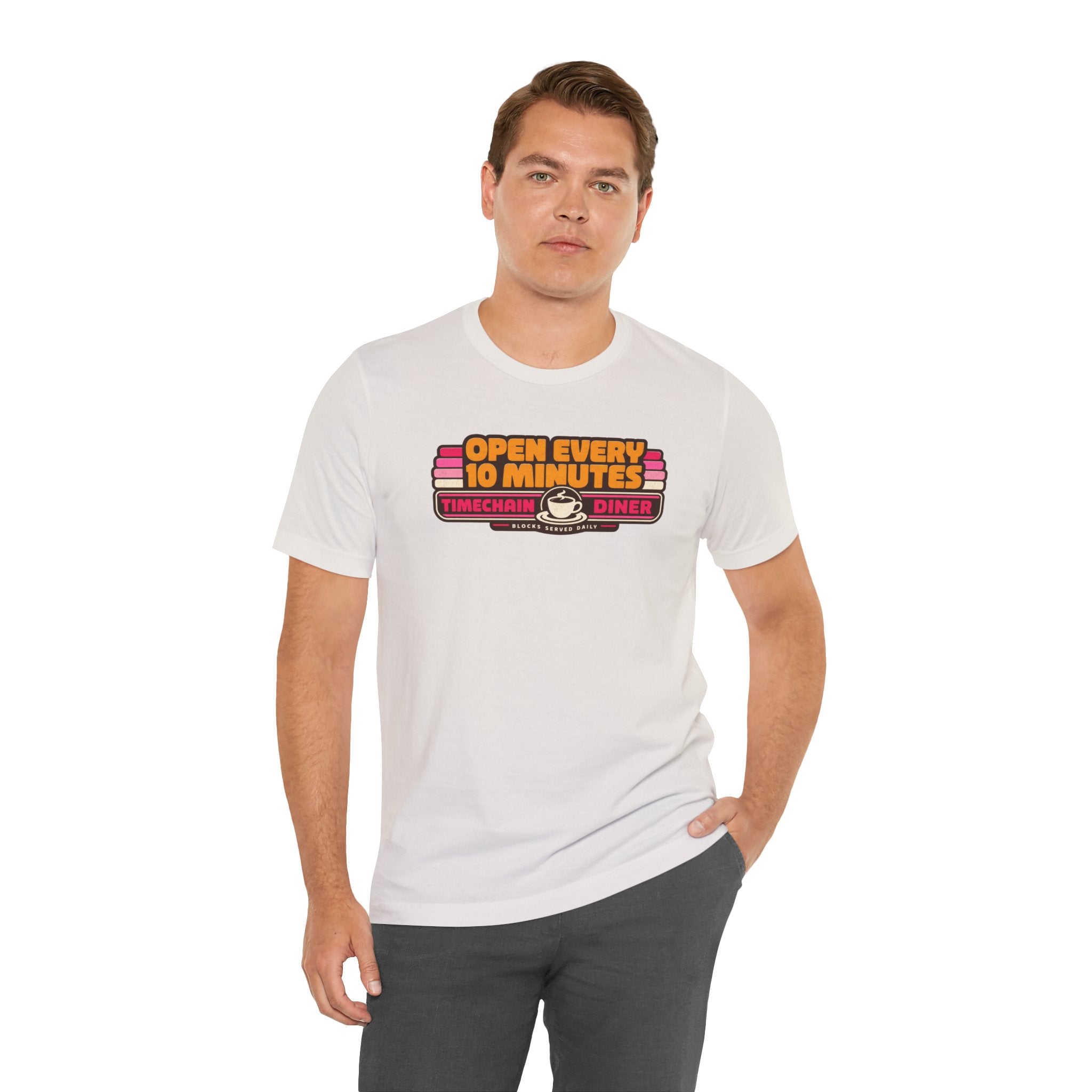 Incognito Open Every 10 Minutes Timechain Diner Tee | Retro Coffee T-Shirt | Bella Canvas 3001