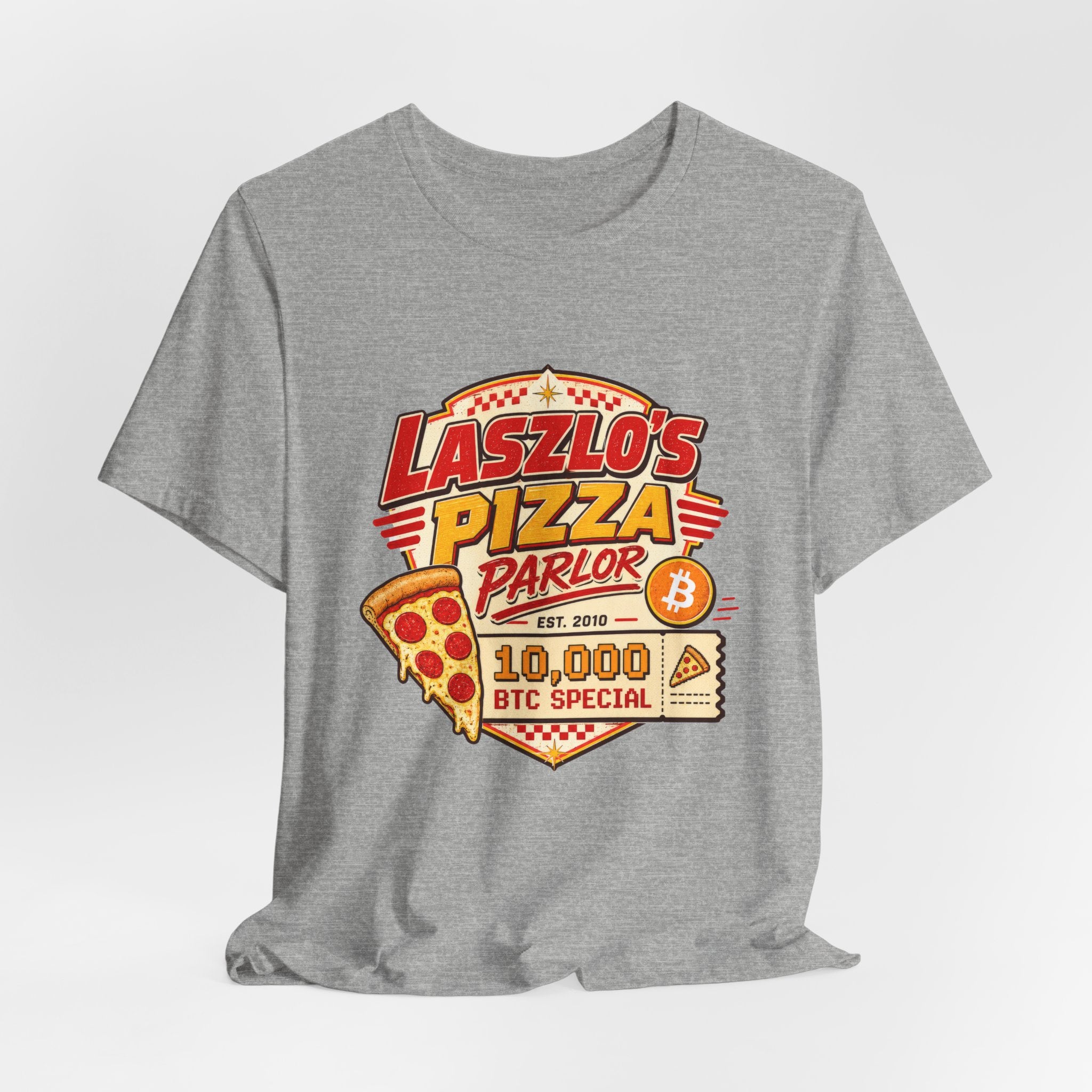 Laszlo's Pizza Parlor 10,000 Bitcoin Pizza Day Tee | Bella Canvas 3001