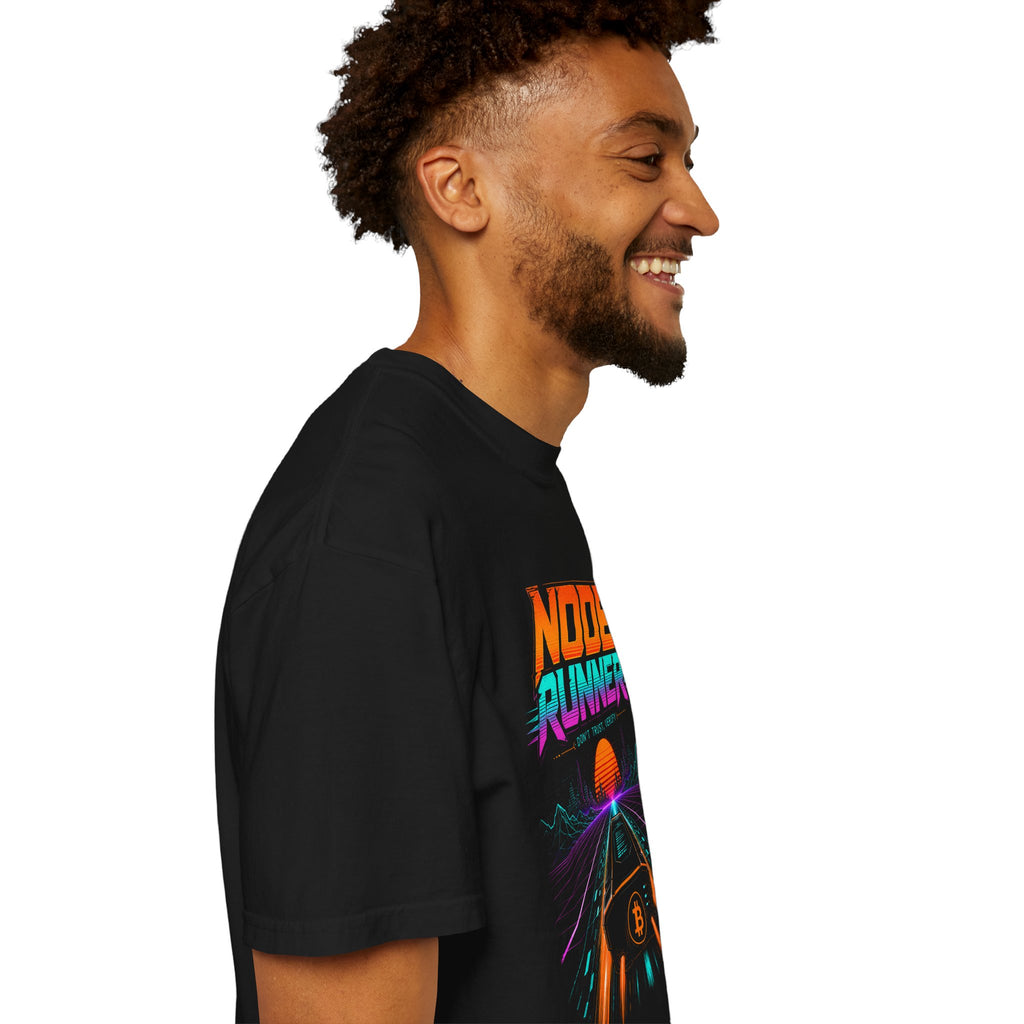 Node Runner Heavyweight Bitcoin T-Shirt | 80s  Retro Synthwave Aesthetic | Comfort Colors 1717