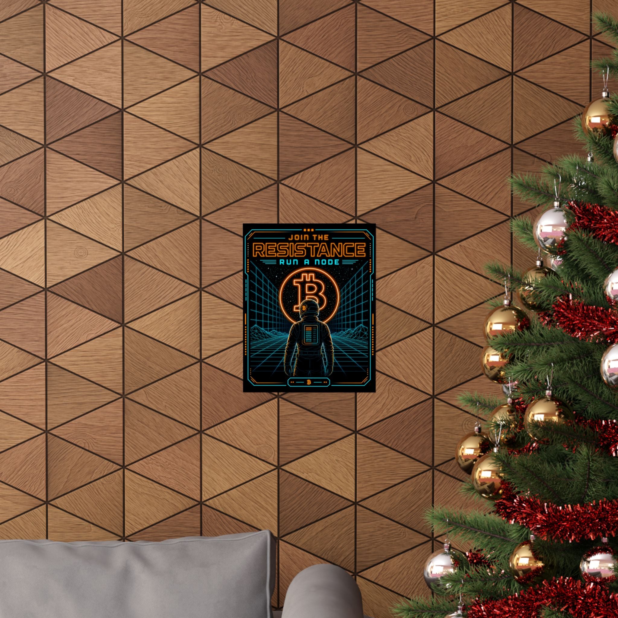 Bitcoin Join the Resistance Poster | Retro Neon Run a Node’ Matte Vertical Poster