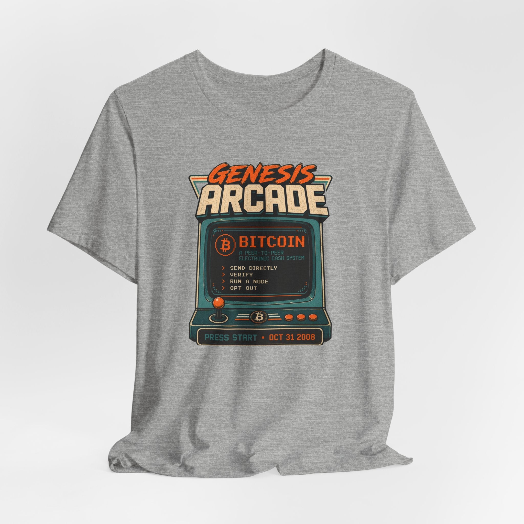 Bitcoin Genesis Block Retro Arcade T-Shirt | Bella Canvas 3001