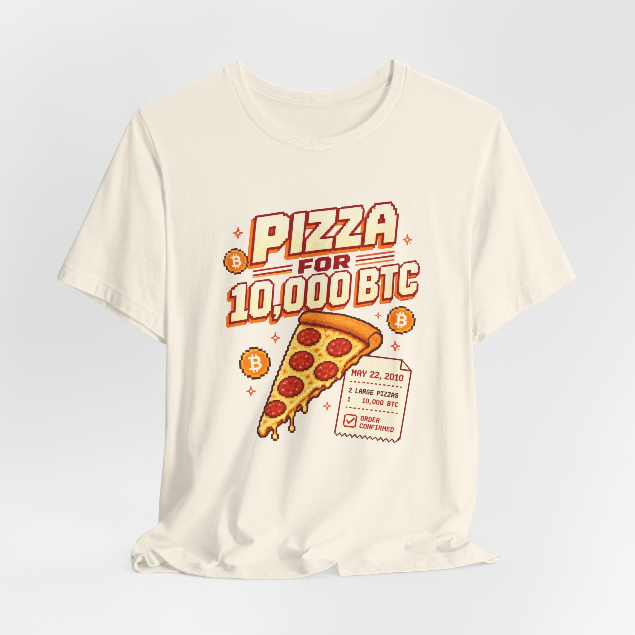 Pizza for 10,000 BTC T-Shirt | Bitcoin Pizza Day Tee | Bella Canvas 3001