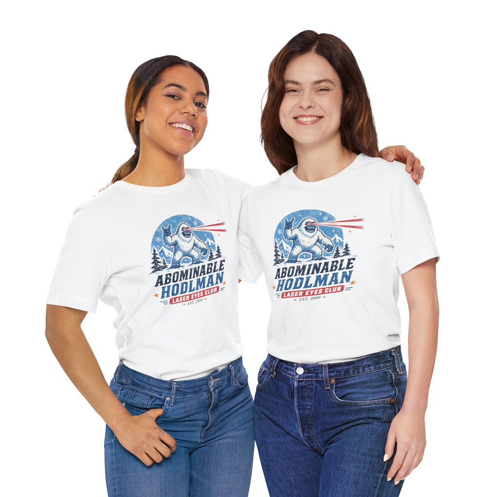 Abominable Hodlman Laser Eyes Club Bitcoin Tee | Yeti Holiday Shirt | Bella Canvas 3001