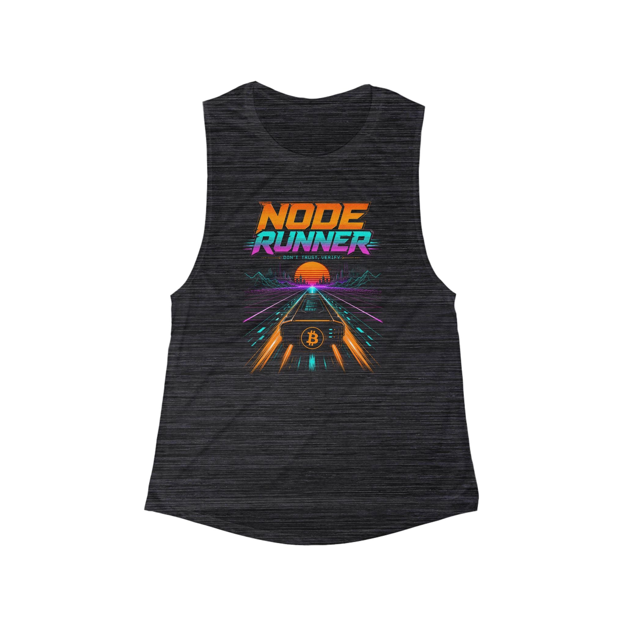 Node Runner retro cyber highway Bitcoin tank