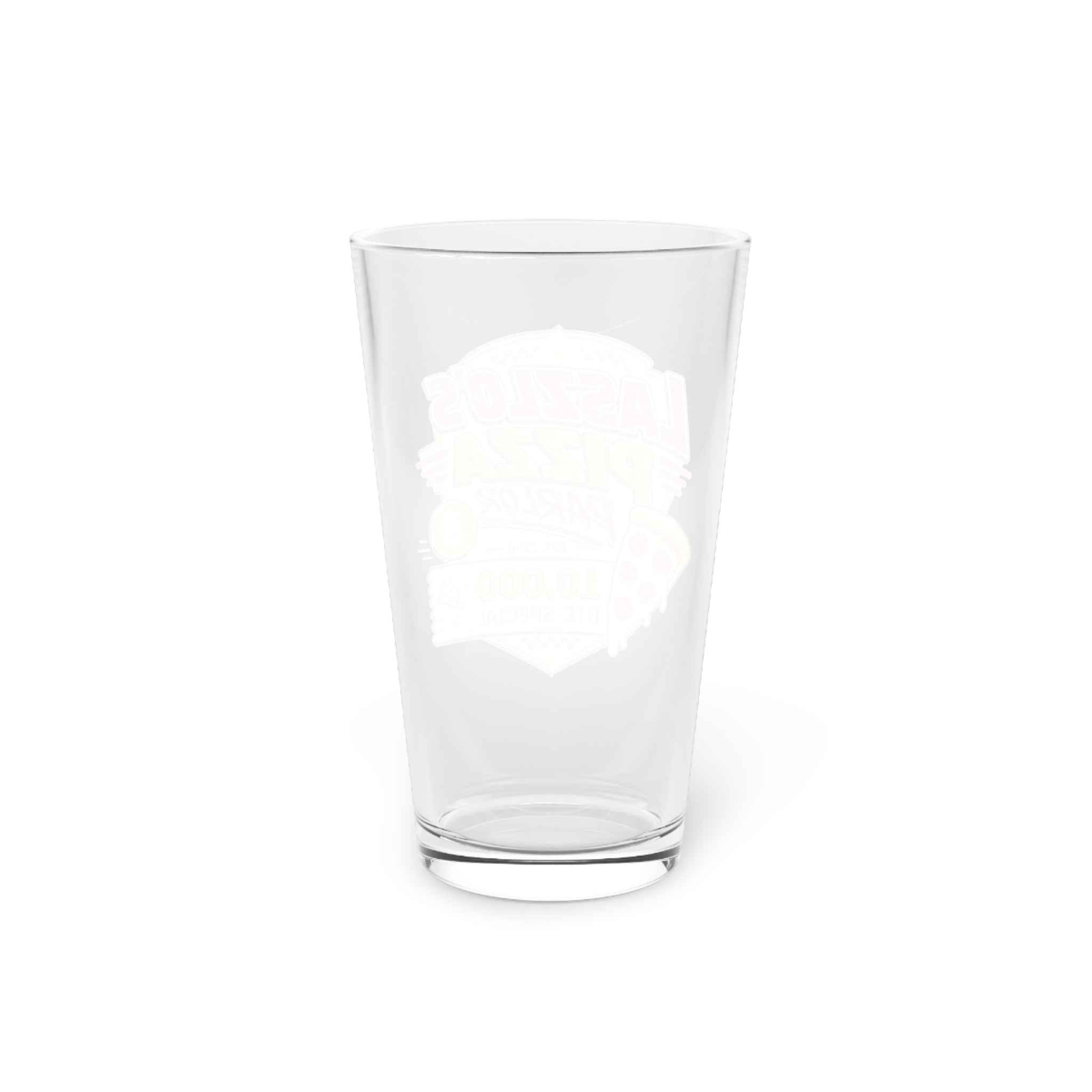 Laszlo's Pizza Parlor logo Pint Glass | Bitcoin Pizza Day | 16oz  glass