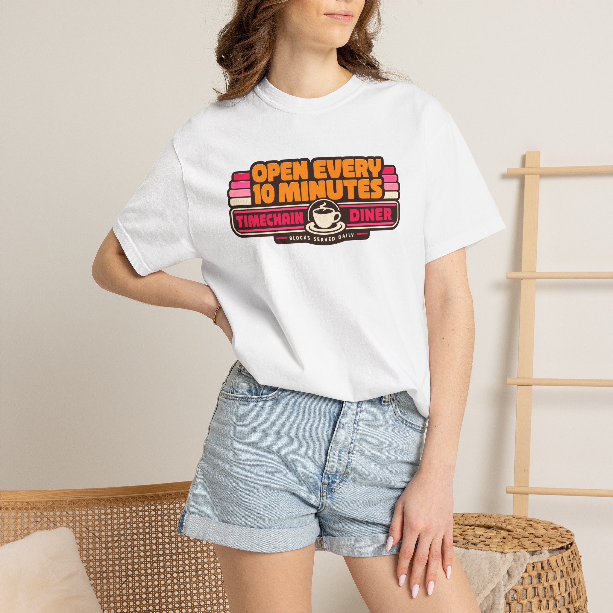 Incognito Heavyweight Open Every 10 Minutes Timechain Diner Tee | Retro Coffee T-Shirt | Comfort Colors 1717