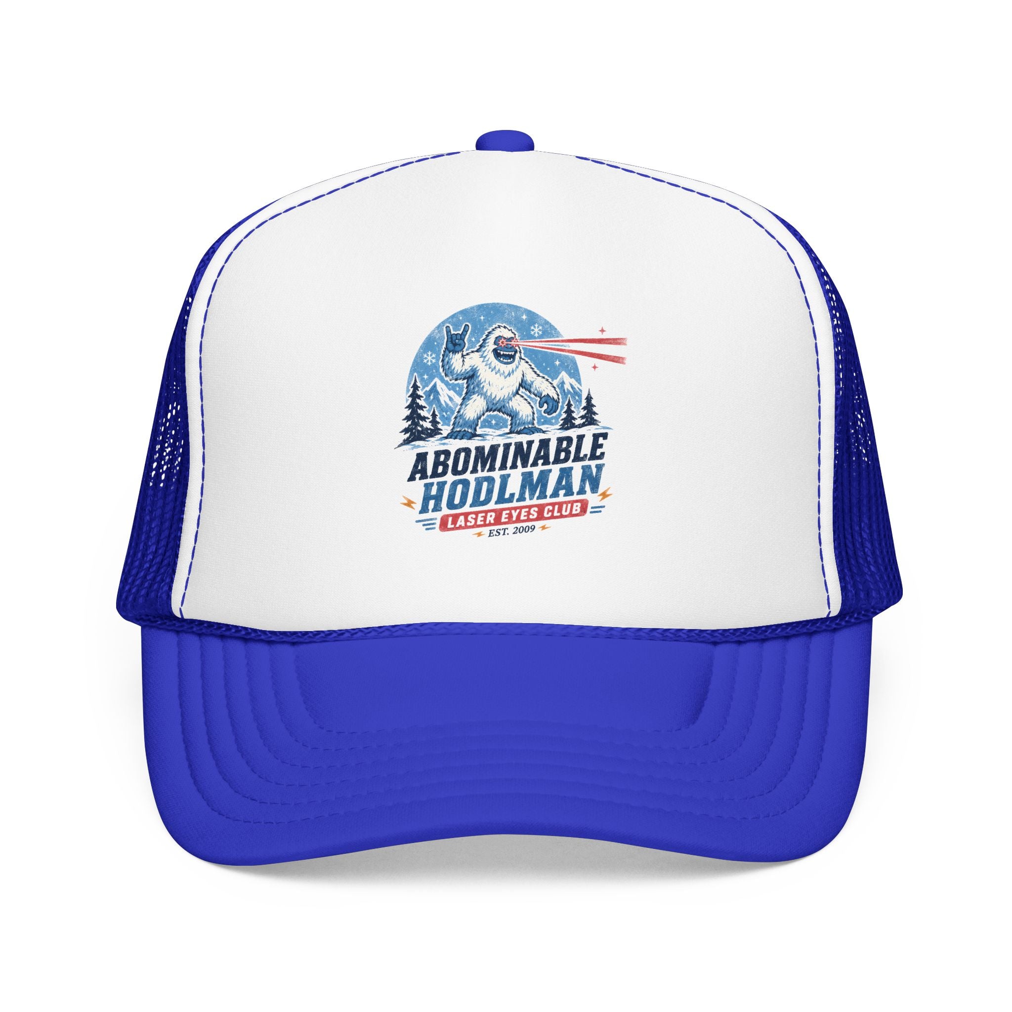 Abominable HODLman Laser Eyes Club Foam Trucker Hat