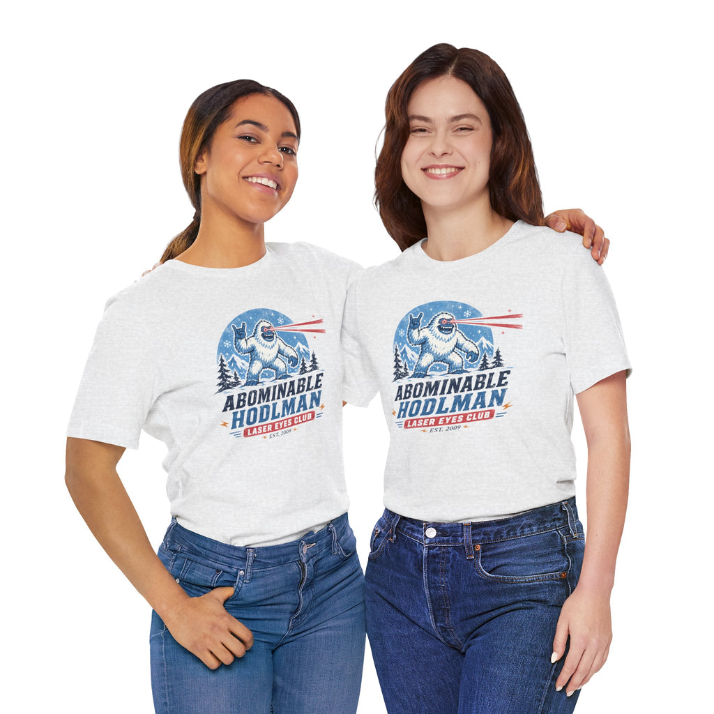 Abominable Hodlman Laser Eyes Club Bitcoin Tee | Yeti Holiday Shirt | Bella Canvas 3001