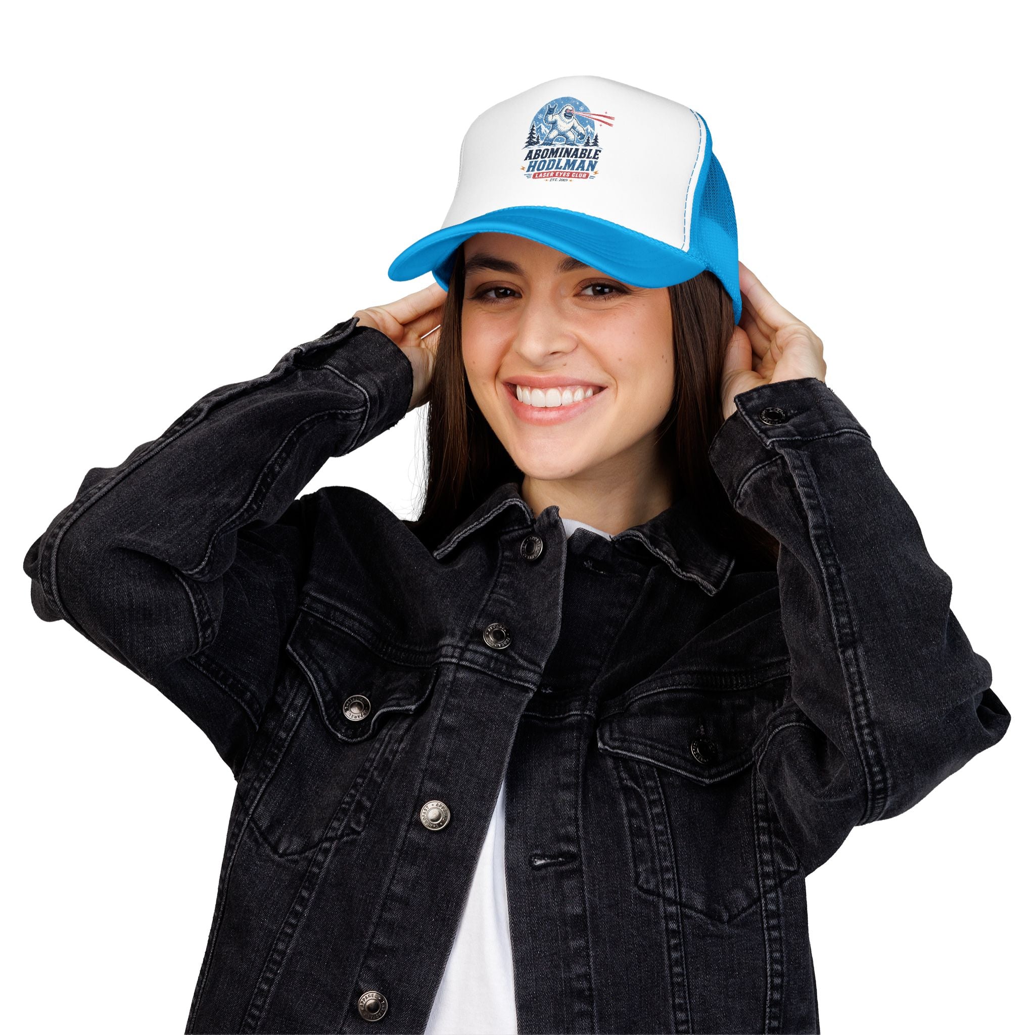 Abominable HODLman Laser Eyes Club Foam Trucker Hat