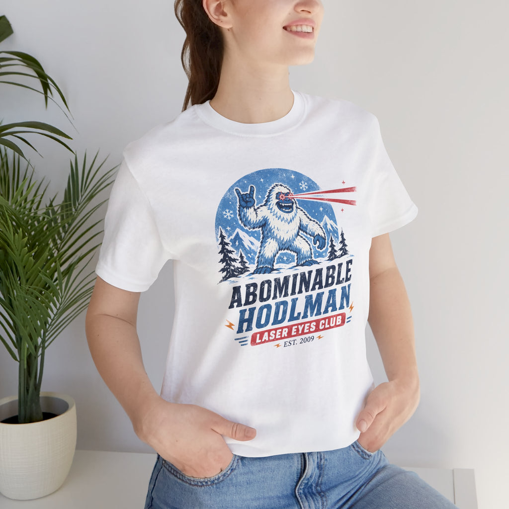Abominable Hodlman Laser Eyes Club Bitcoin Tee | Yeti Holiday Shirt | Bella Canvas 3001