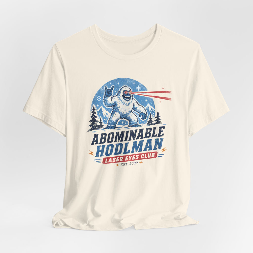 Abominable Hodlman Laser Eyes Club Bitcoin Tee | Yeti Holiday Shirt | Bella Canvas 3001