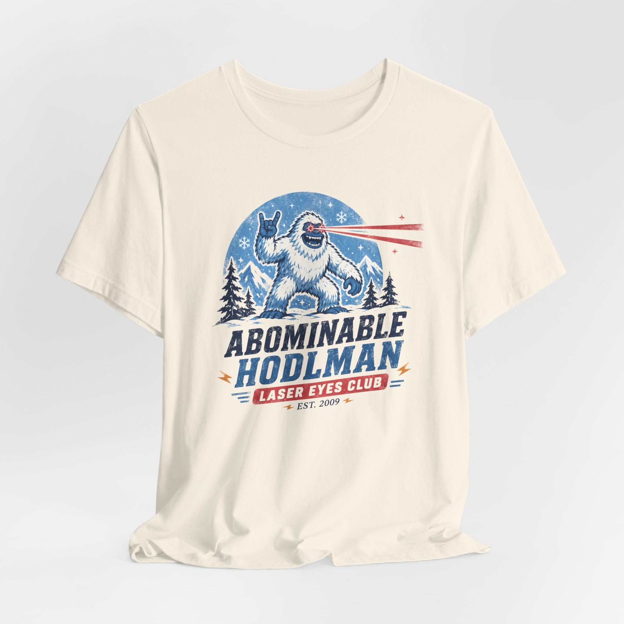 Abominable Hodlman Laser Eyes Club Bitcoin Tee | Yeti Holiday Shirt | Bella Canvas 3001