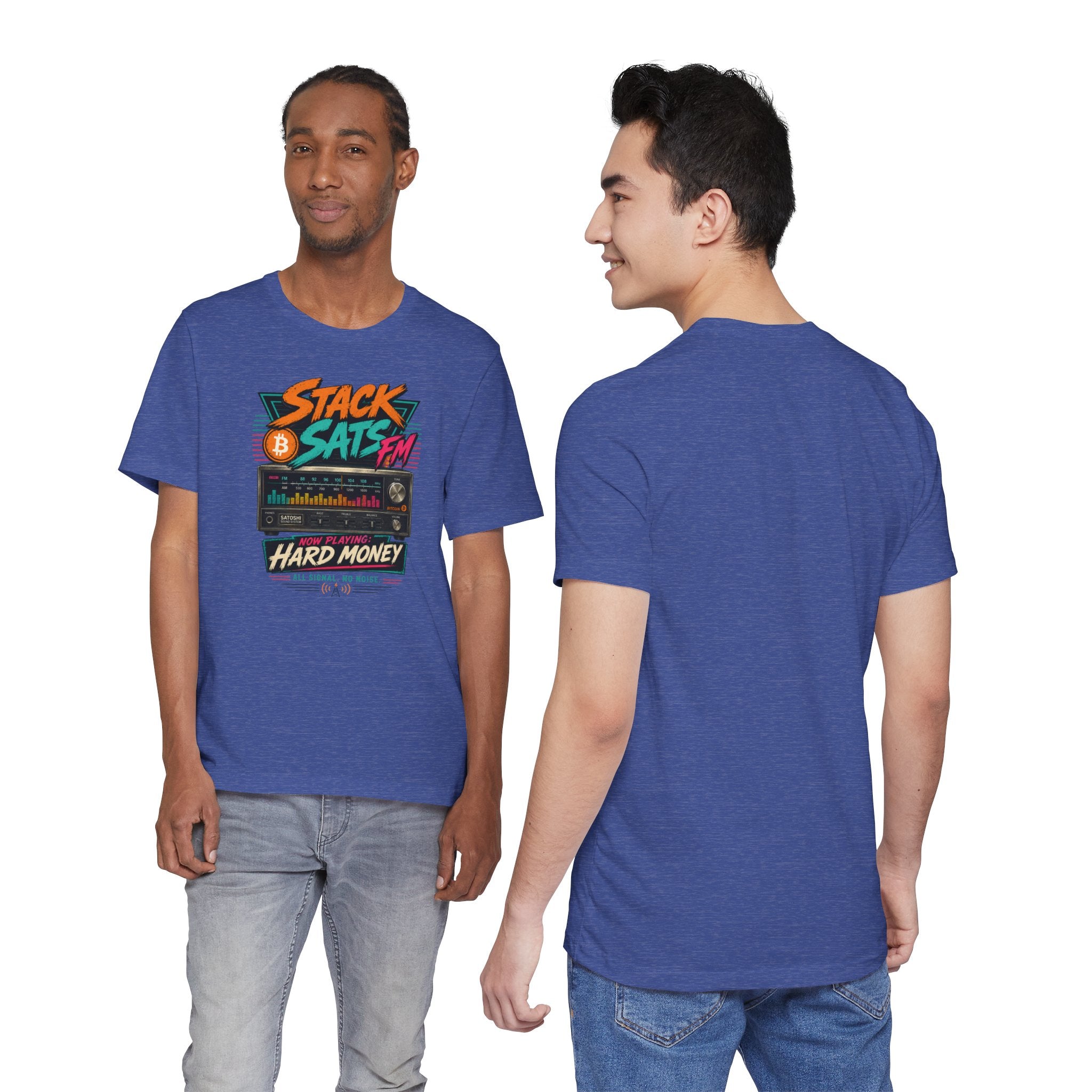 Stack Sats FM Radio cassette graphic T-shirt | Bitcoin hard money 80s retro Tee | Bella Canvas 3001