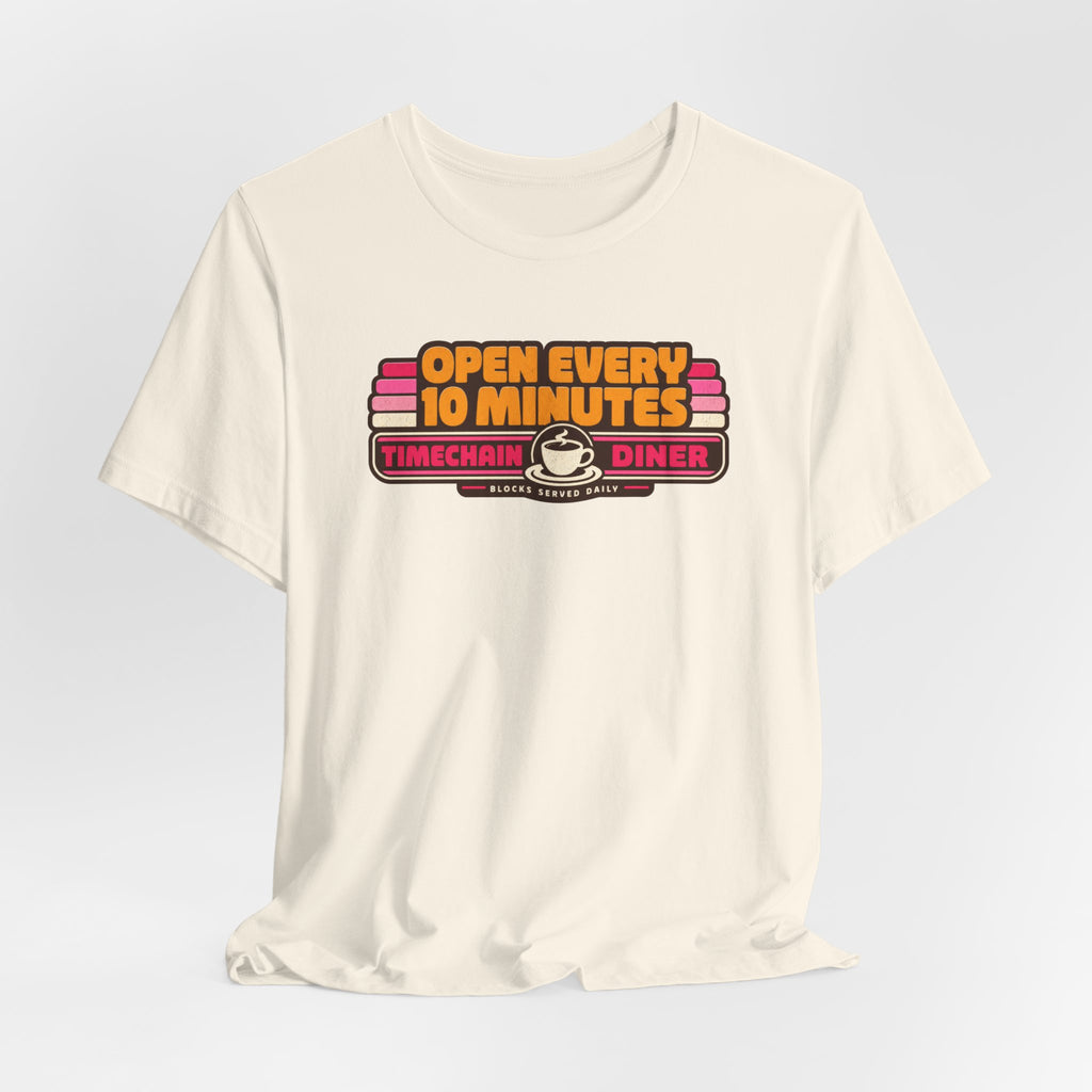 Incognito Open Every 10 Minutes Timechain Diner Tee | Retro Coffee T-Shirt | Bella Canvas 3001