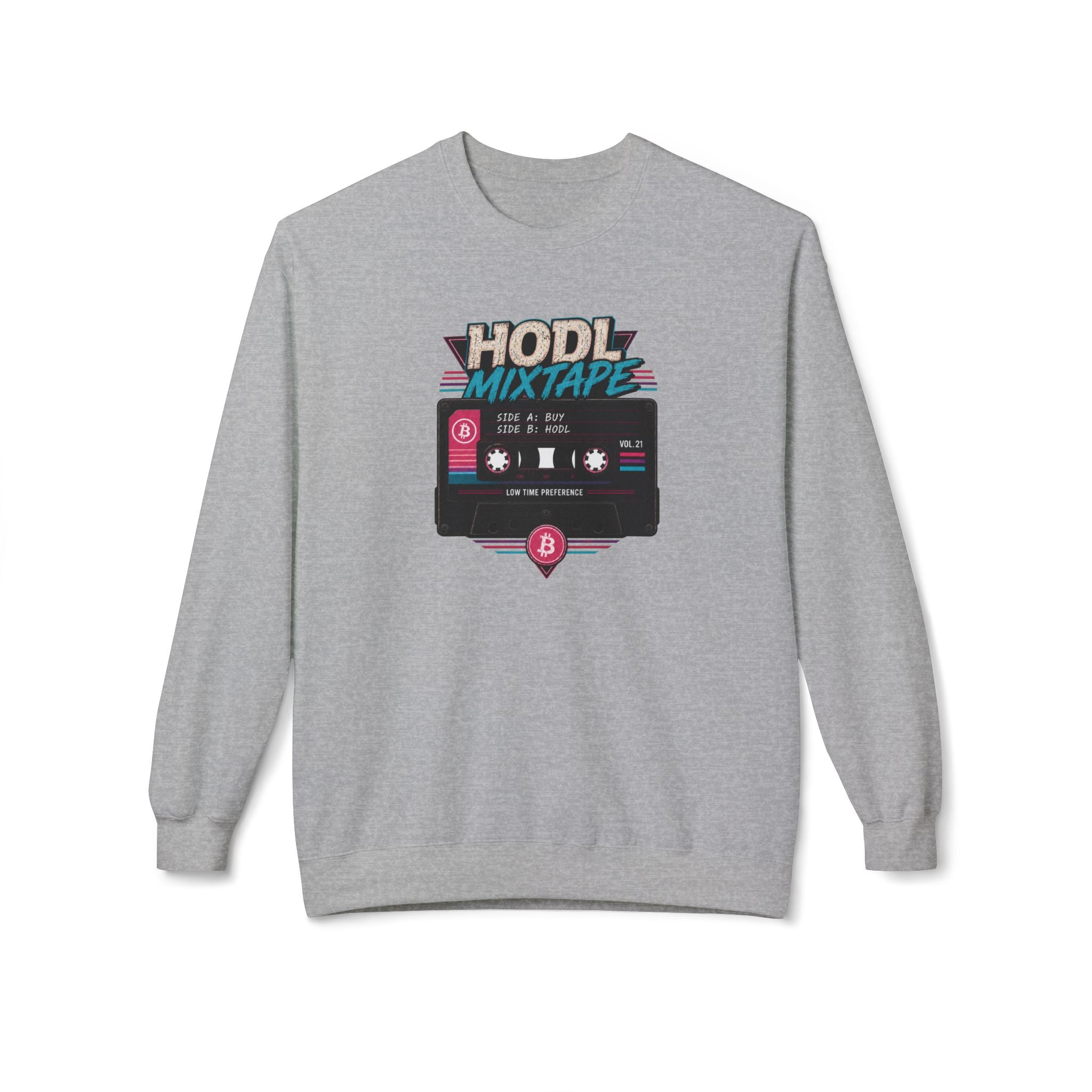 HODL Mixtape cassette design Sweatshirt | Bitcoin retro 80s style | Gildan SF000