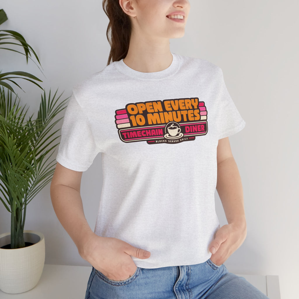 Incognito Open Every 10 Minutes Timechain Diner Tee | Retro Coffee T-Shirt | Bella Canvas 3001