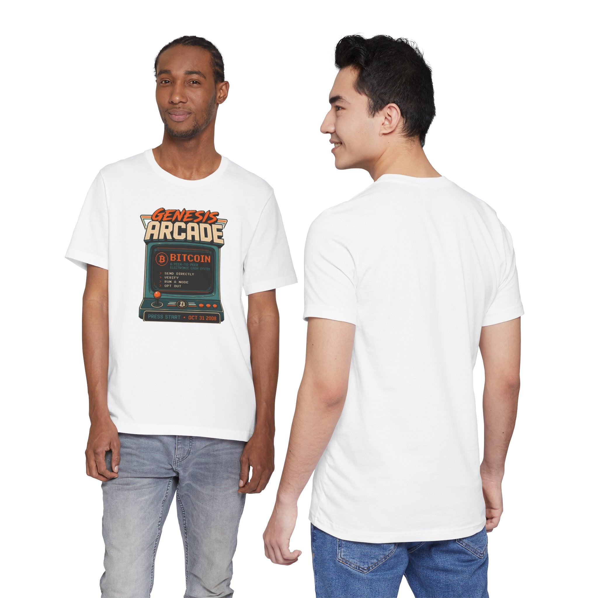 Bitcoin Genesis Block Retro Arcade T-Shirt | Bella Canvas 3001