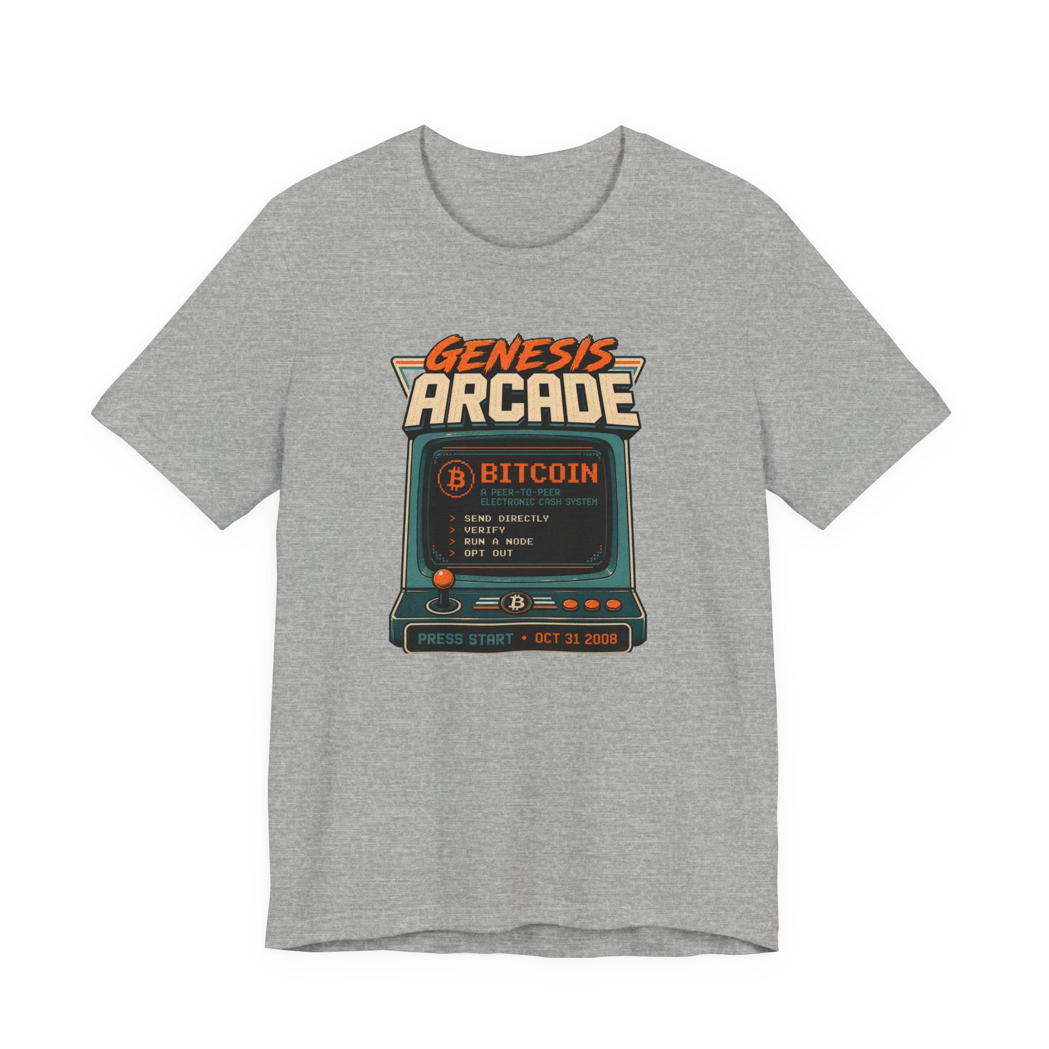 Bitcoin Genesis Block Retro Arcade T-Shirt | Bella Canvas 3001