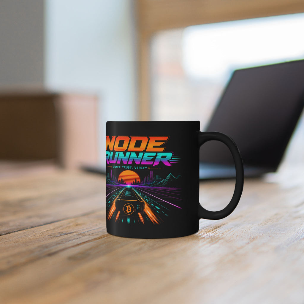 Node Runner Retro Cyberroad Mug | Bitcoin Neon 80s Synthwave 11oz and 15oz