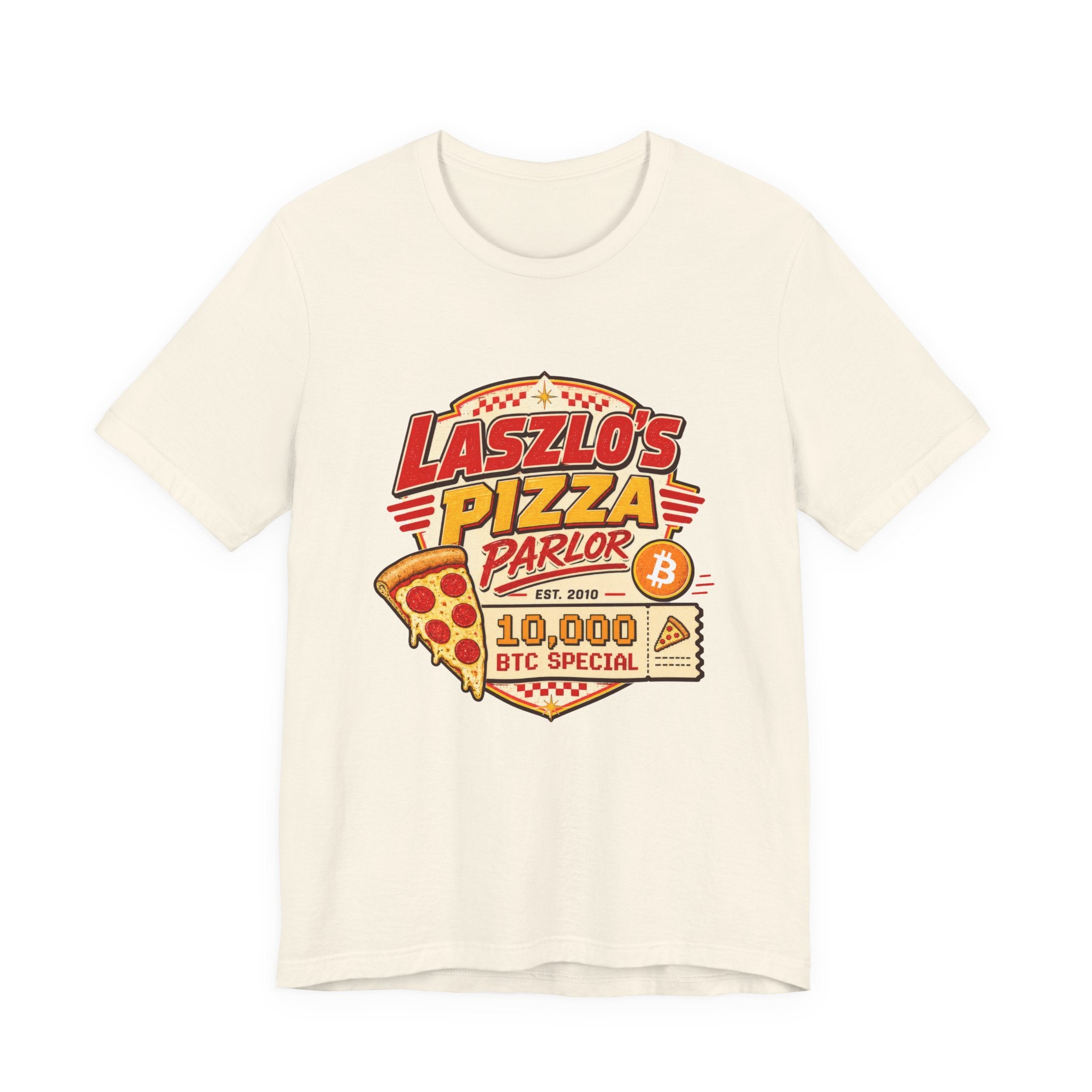 Laszlo's Pizza Parlor 10,000 Bitcoin Pizza Day Tee | Bella Canvas 3001
