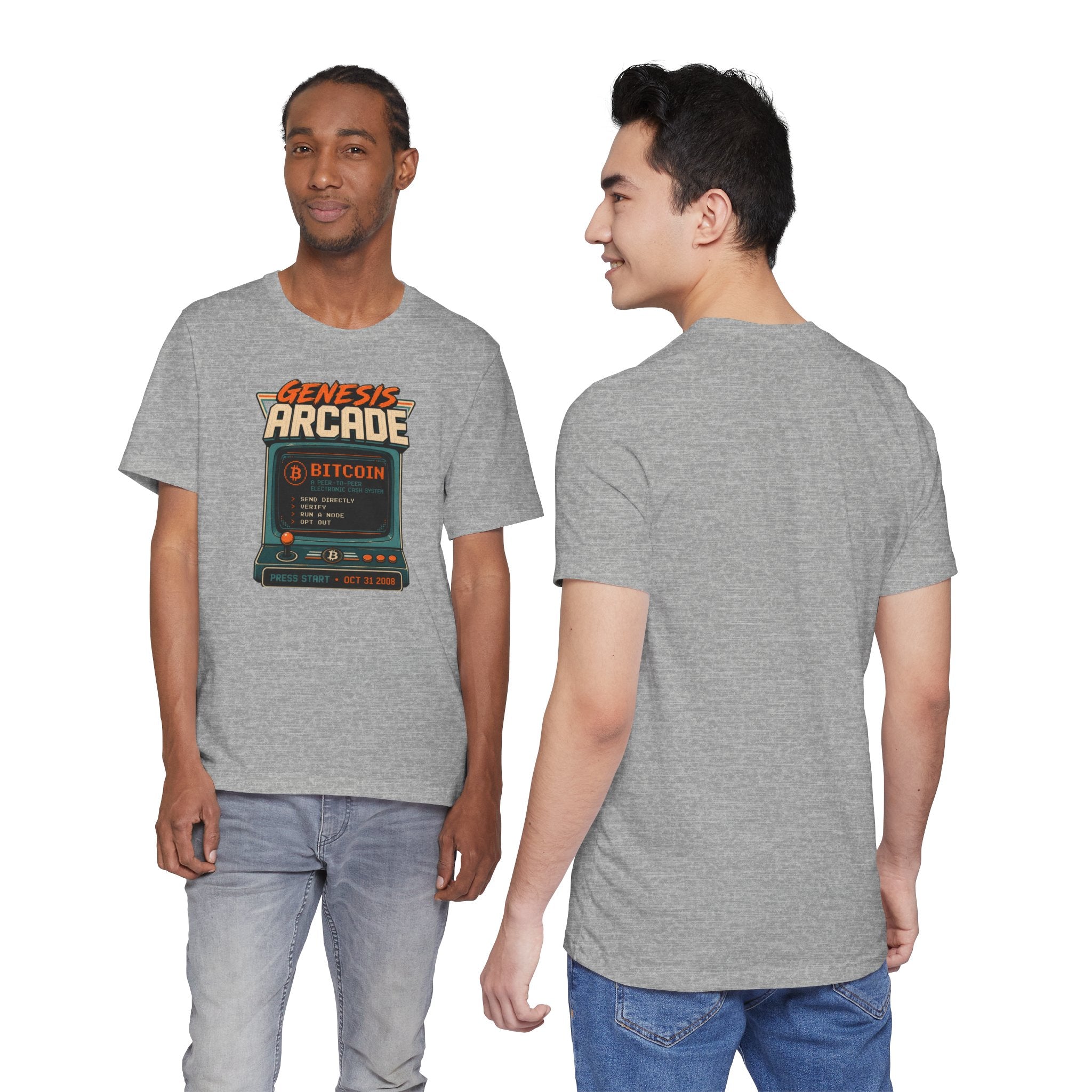 Bitcoin Genesis Block Retro Arcade T-Shirt | Bella Canvas 3001
