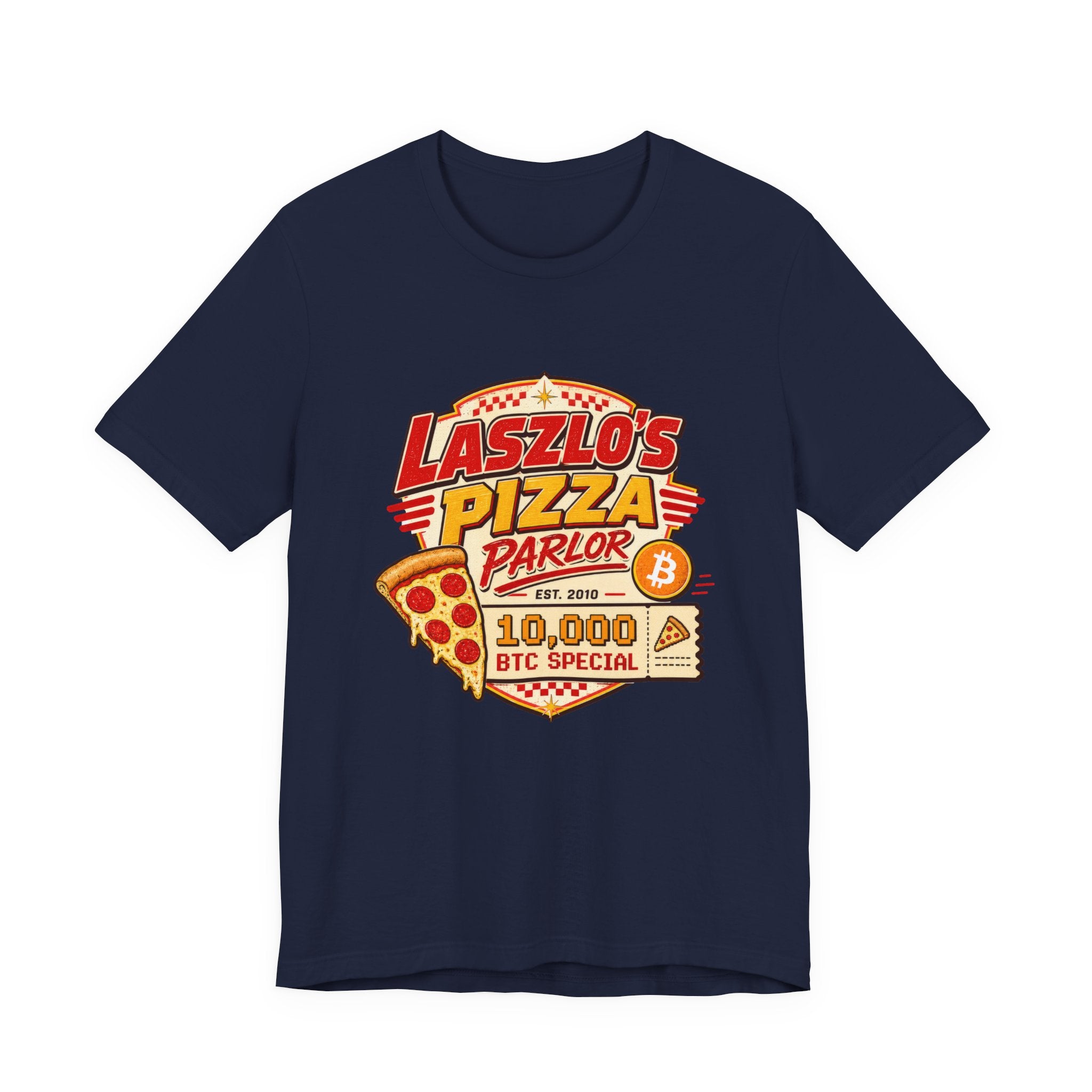 Laszlo's Pizza Parlor 10,000 Bitcoin Pizza Day Tee | Bella Canvas 3001