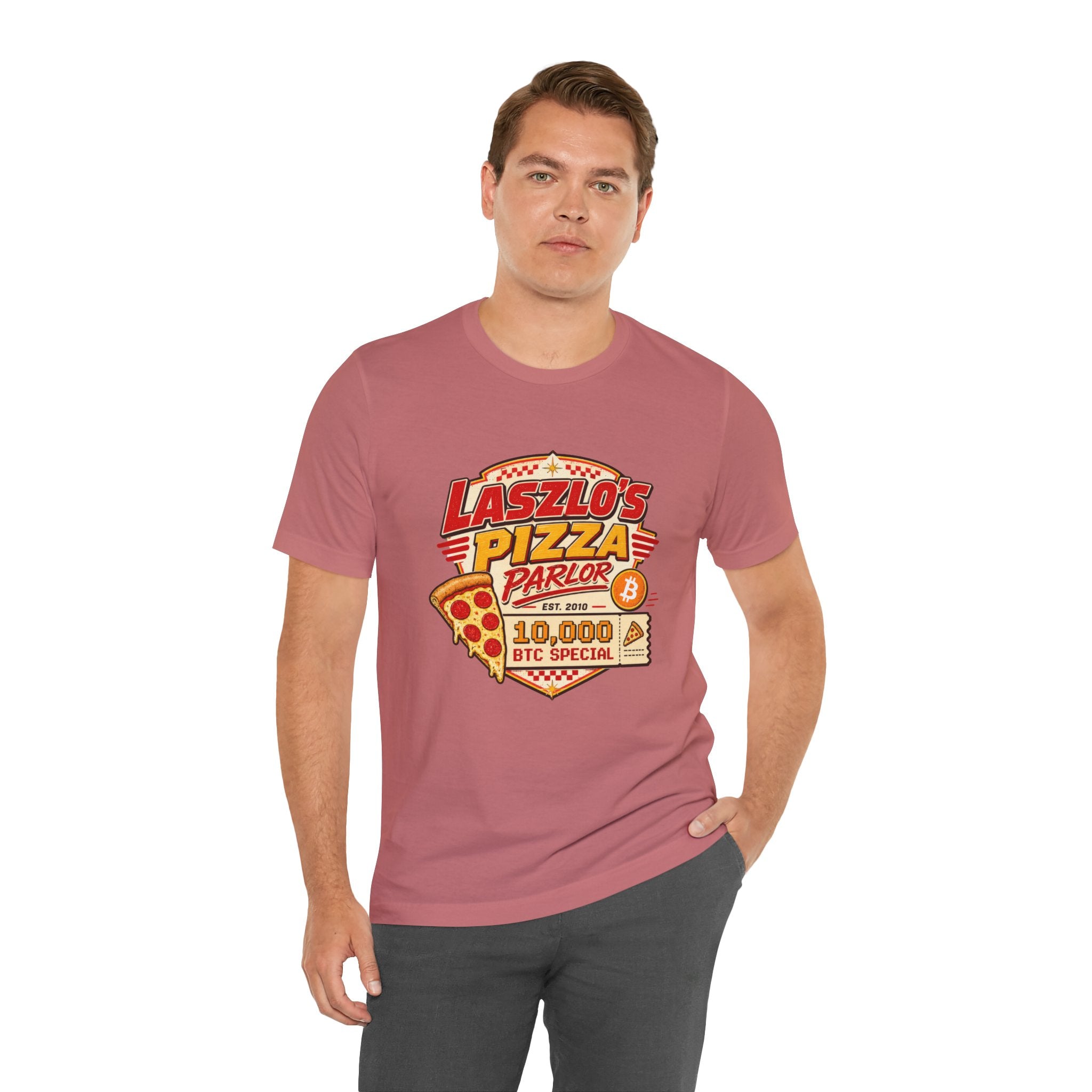 Laszlo's Pizza Parlor 10,000 Bitcoin Pizza Day Tee | Bella Canvas 3001