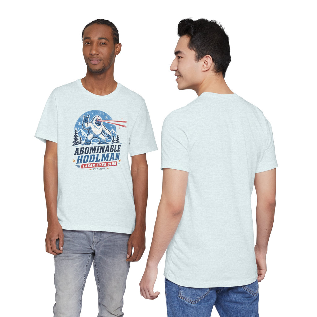 Abominable Hodlman Laser Eyes Club Bitcoin Tee | Yeti Holiday Shirt | Bella Canvas 3001