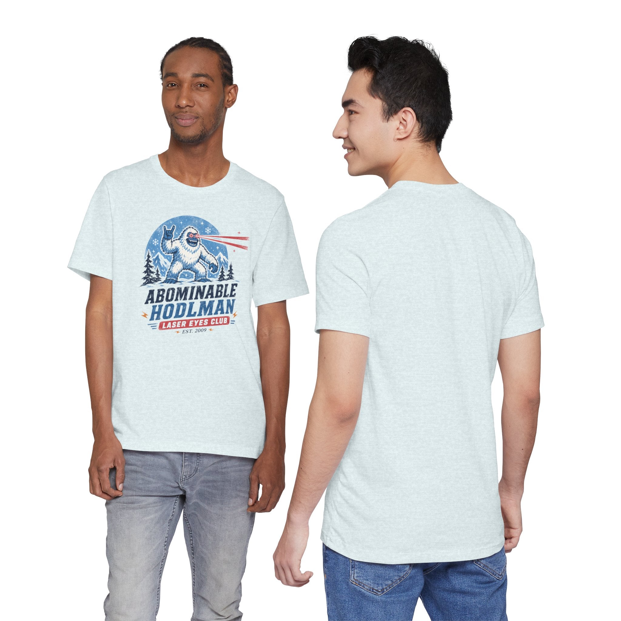 Abominable Hodlman Laser Eyes Club Bitcoin Tee | Yeti Holiday Shirt | Bella Canvas 3001
