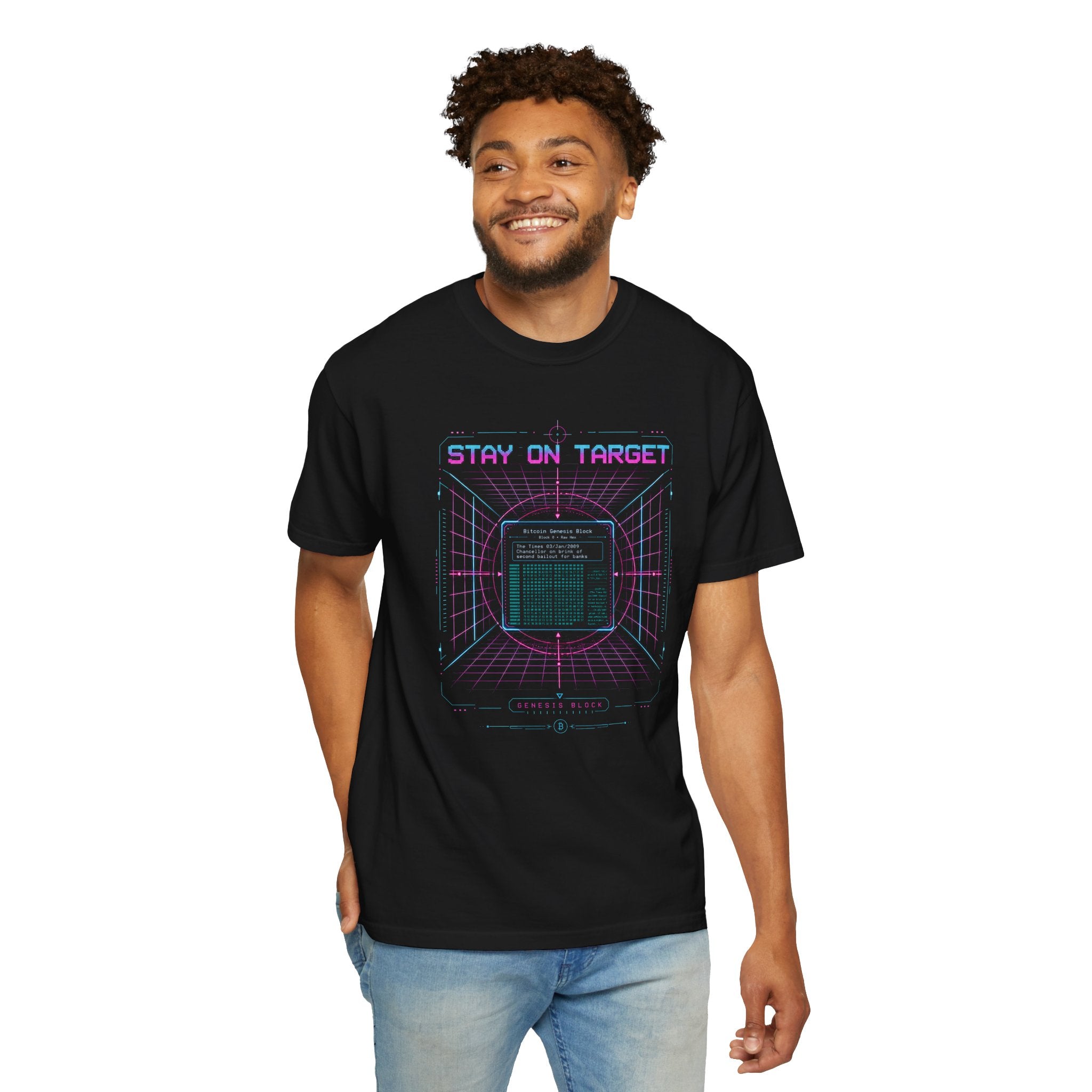 Bitcoin Genesis Block Heavyweight Tee | Retro 80s Cypherpunk T-shirt | Stay on Target | Comfort Colors 1717